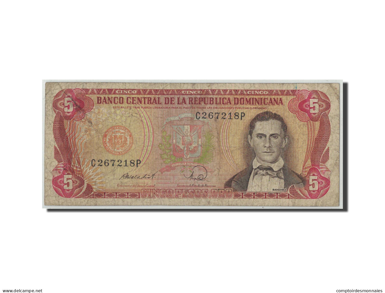 Billet, Dominican Republic, 5 Pesos Oro, 1968, KM:100a, B - Dominicaine