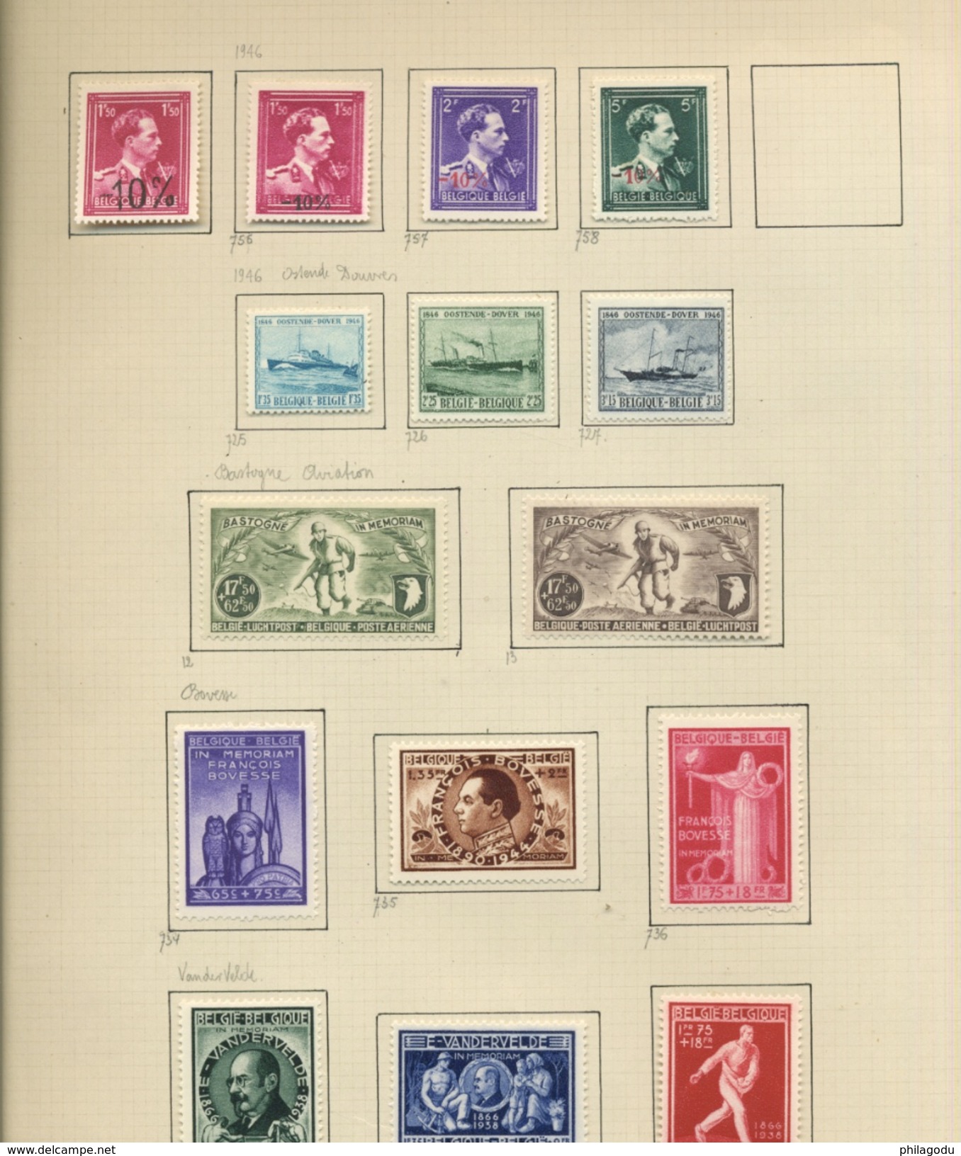 collection BELGIQUE 1920 à 1953  neufs avec charnière  cote + 700 euros