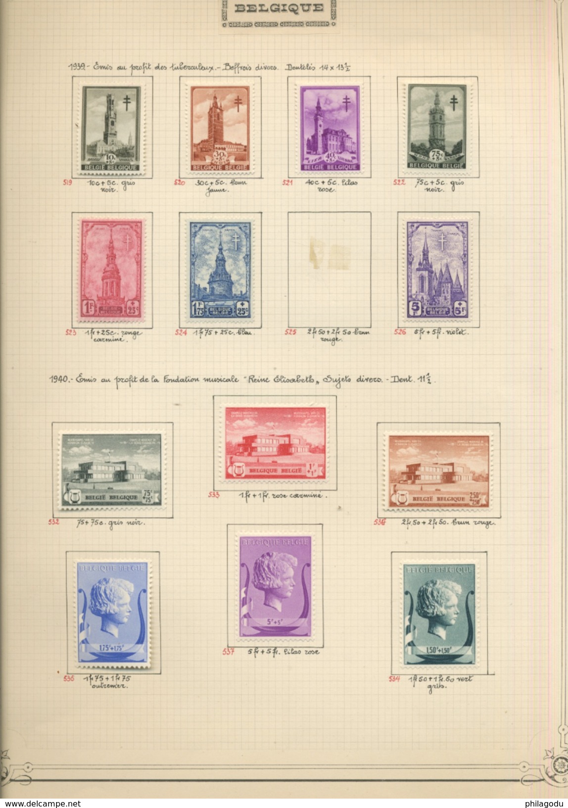 collection BELGIQUE 1920 à 1953  neufs avec charnière  cote + 700 euros