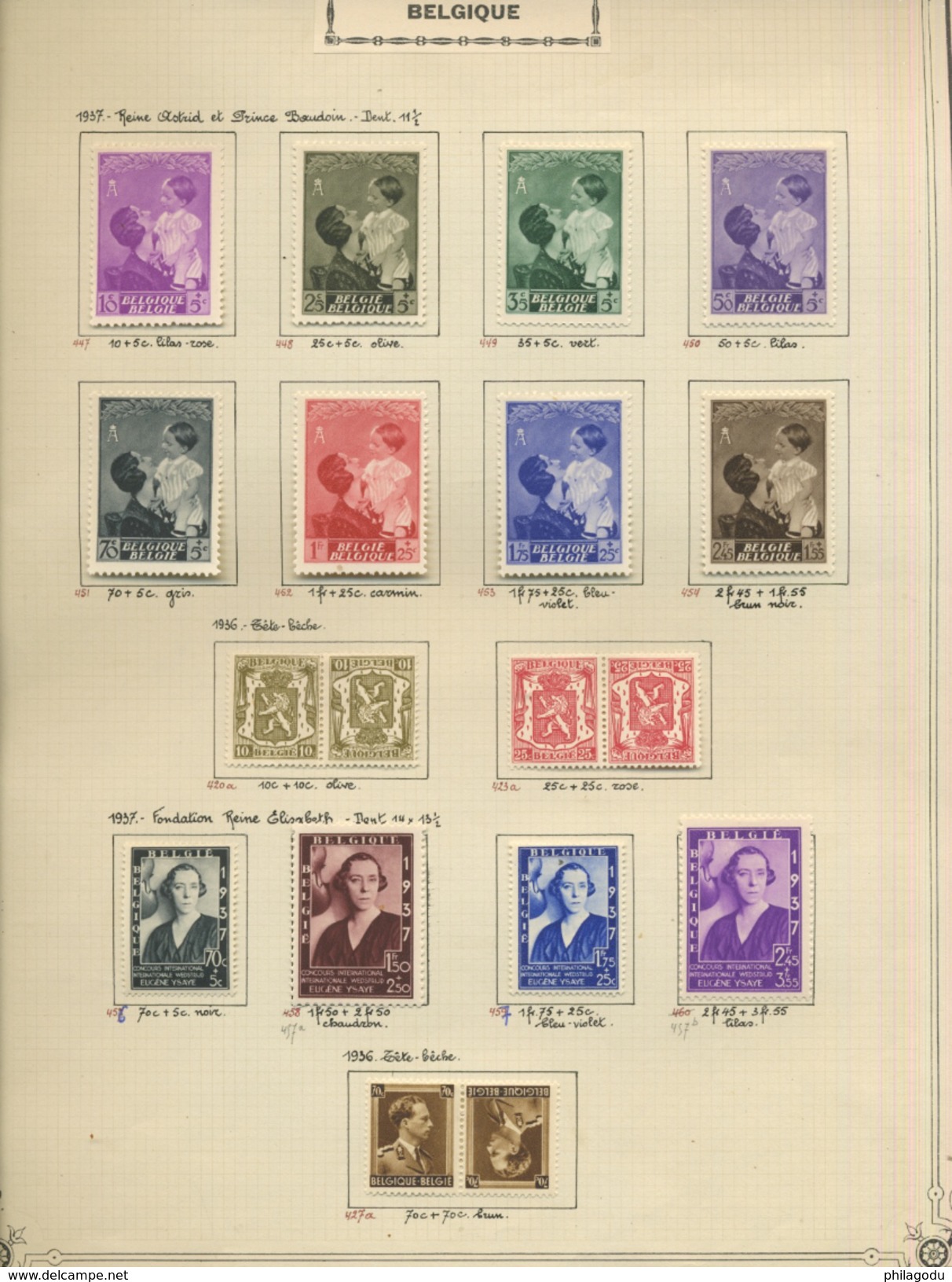 collection BELGIQUE 1920 à 1953  neufs avec charnière  cote + 700 euros