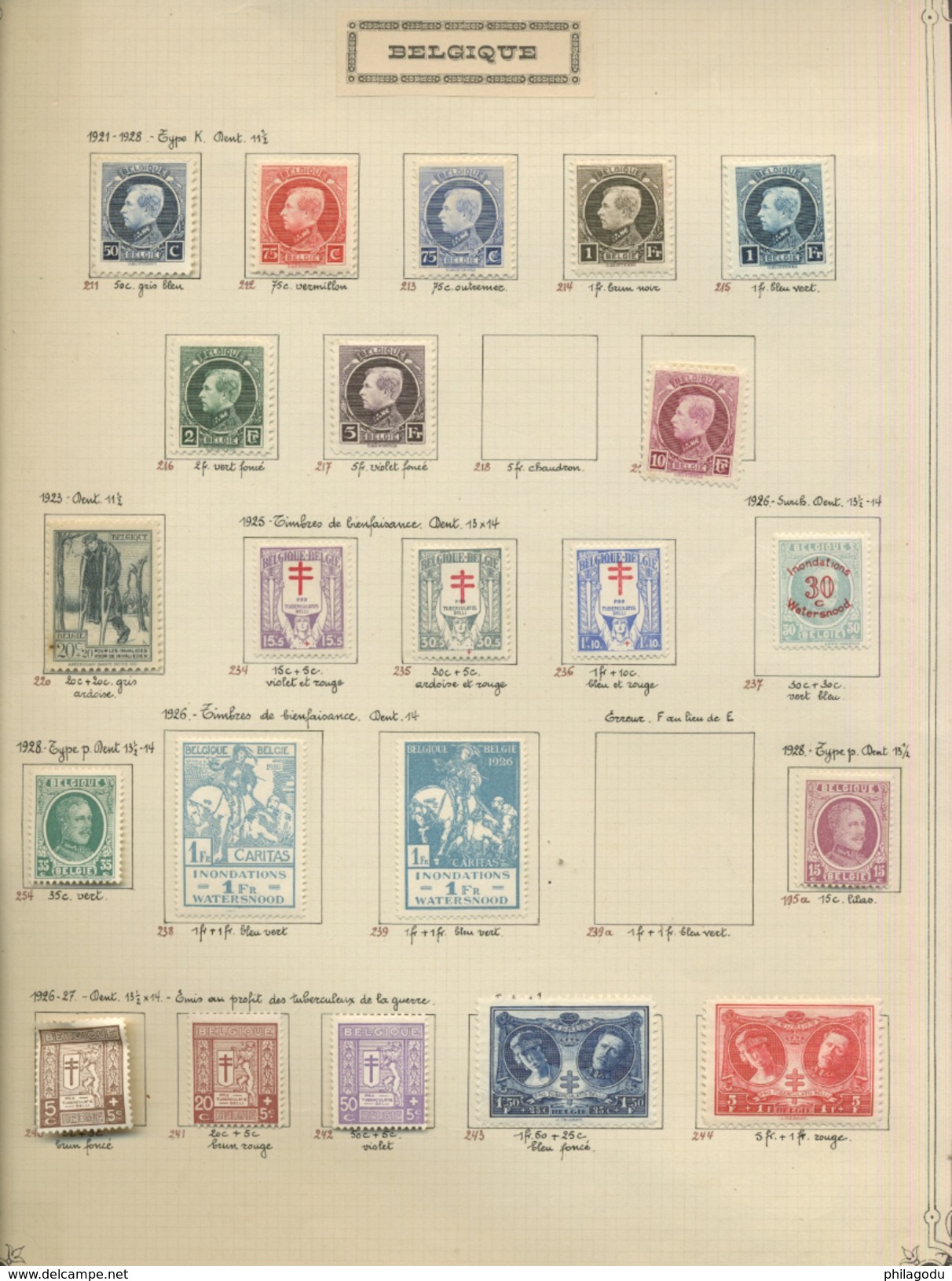 collection BELGIQUE 1920 à 1953  neufs avec charnière  cote + 700 euros