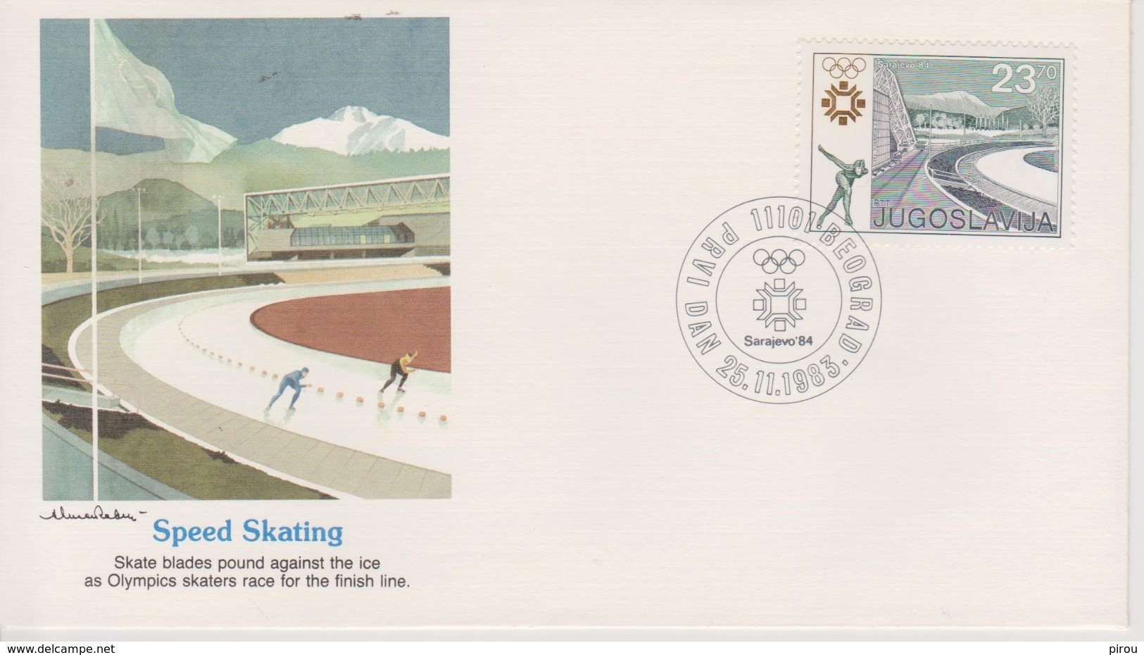 FDC YOUGOSLAVIE 1983  JEUX OLYMPIQUES DE SARAJEVO 1984  PATINAGE De VITESSE - Hiver 1984: Sarajevo