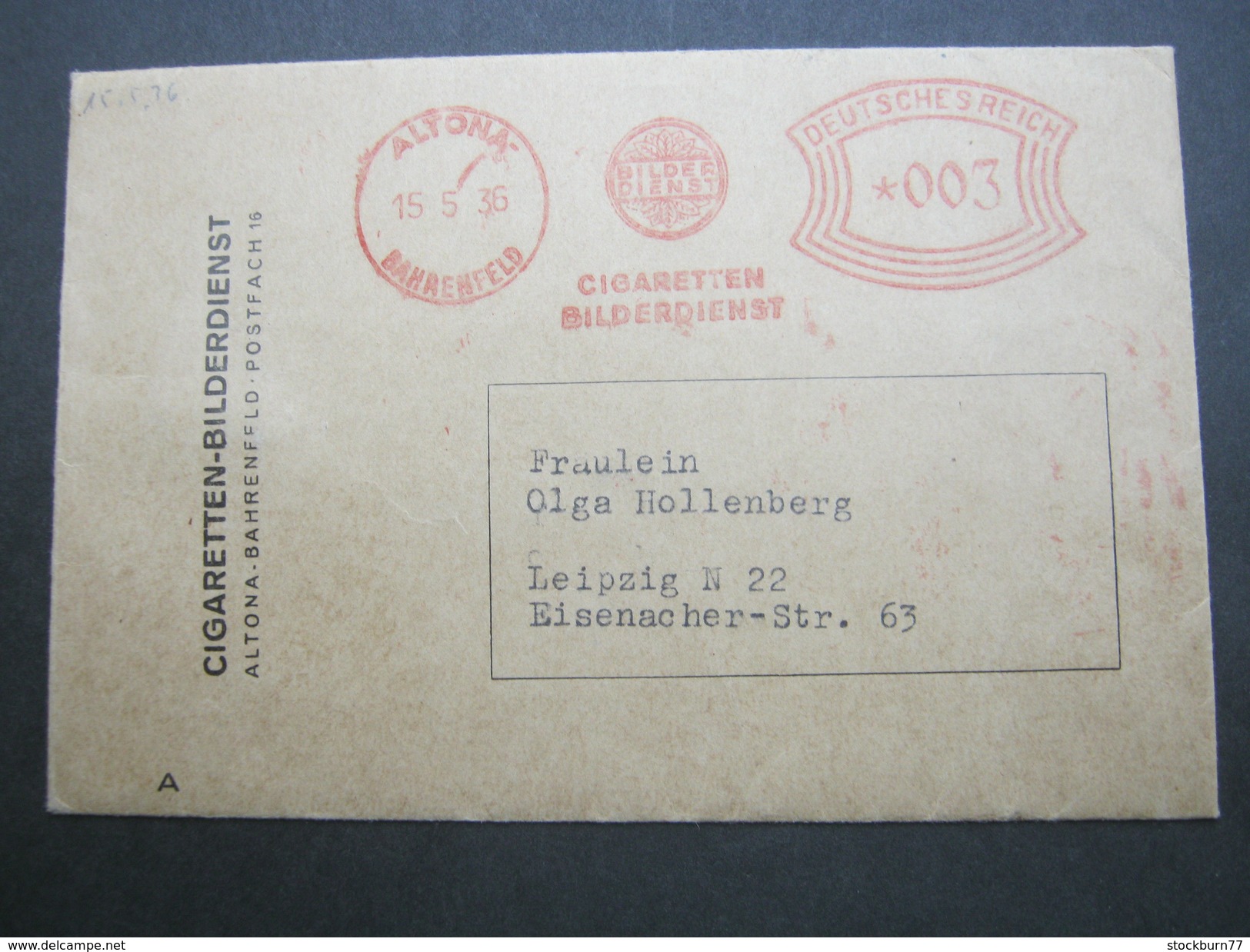 Firmen Freistempel , Meterstempel Auf Beleg Aus ALTONA  1936 - Briefe U. Dokumente