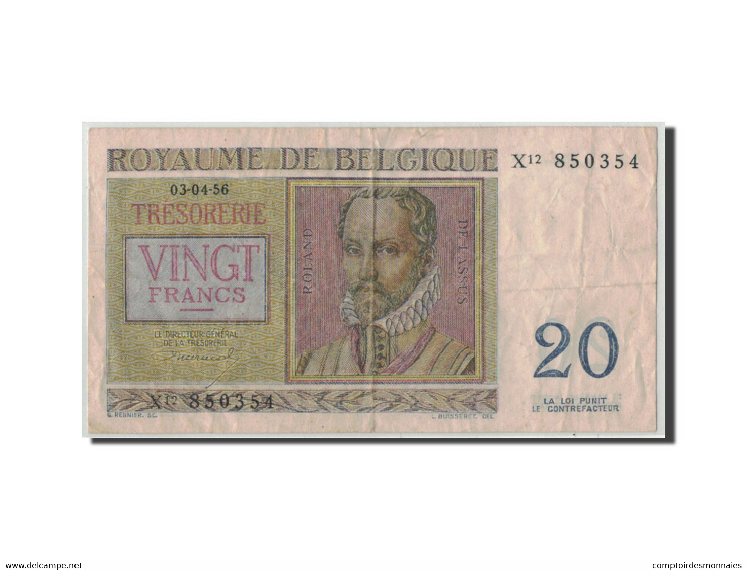 Billet, Belgique, 20 Francs, 1956, 1956-04-03, KM:132b, TB+ - 20 Francs