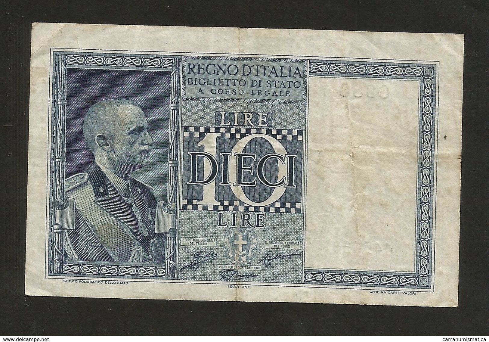 REGNO D´ ITALIA - 10 LIRE IMPERO (Decr. 1938 - Firme: Grassi / Collari / Porena) VITTORIO EMANUELE III - Regno D'Italia – 10 Lire