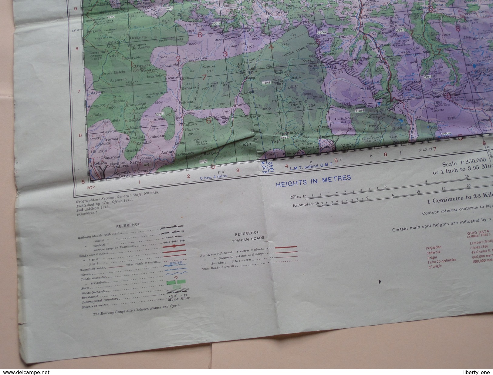 TARBES Sheet 39 - Second Ed. Army/Air 1/250.000 - 1941 2nd 43 / N° 2738 ( Formaat 58 X 78 Cm. ) Zie Foto´s ! - Europa