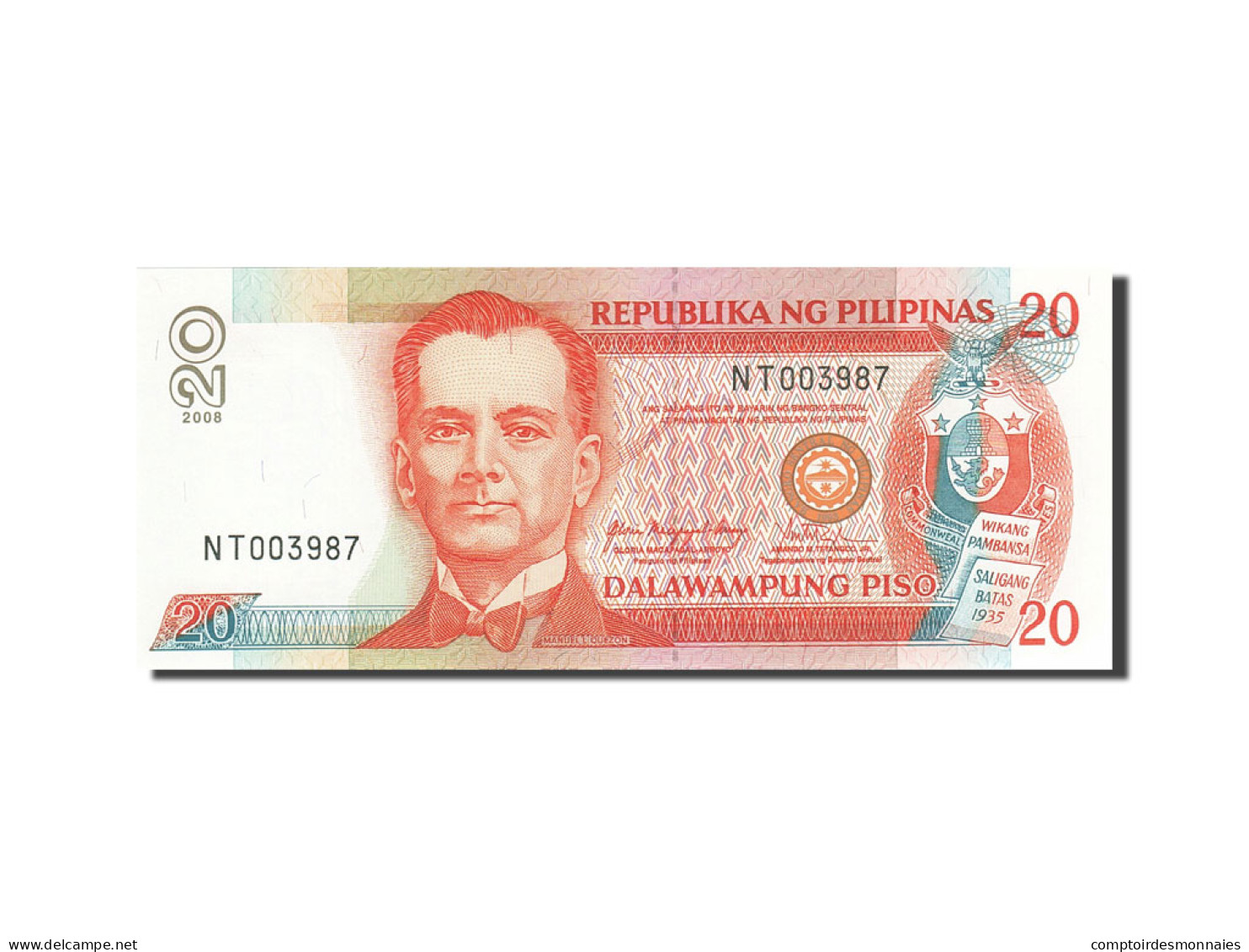 Billet, Philippines, 20 Piso, 1998-1999, 2008, KM:182i, NEUF - Philippines