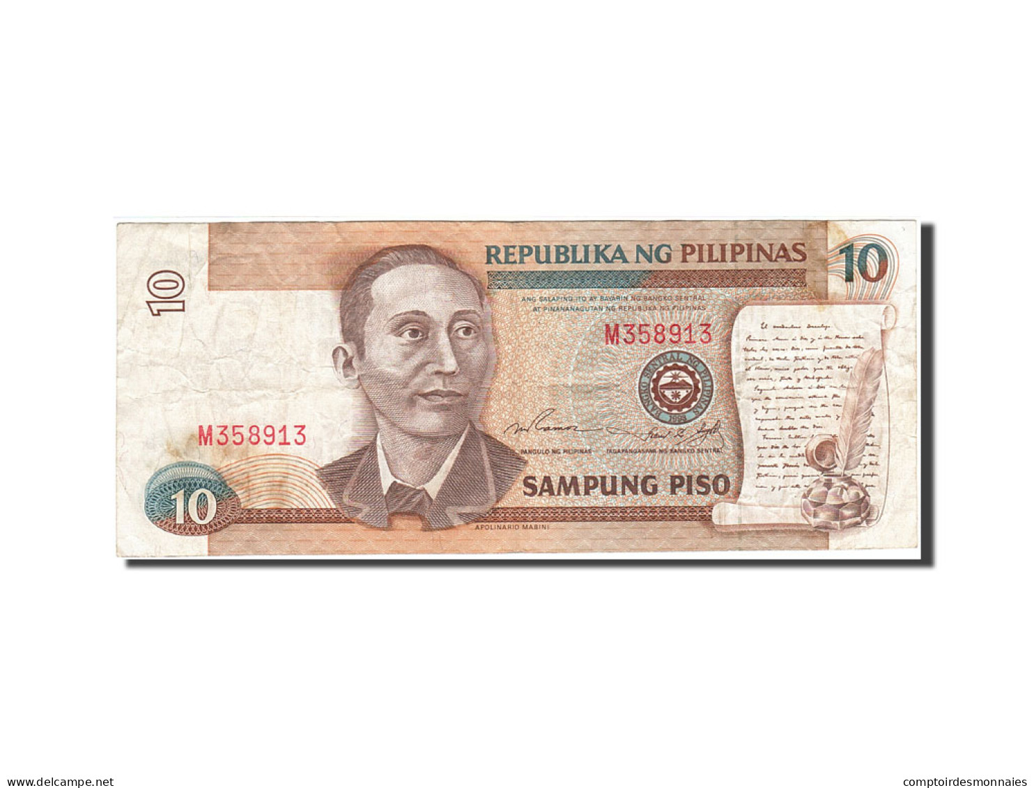Billet, Philippines, 10 Piso, 1985-1991, Undated (1985-1994), KM:169e, TB - Philippines