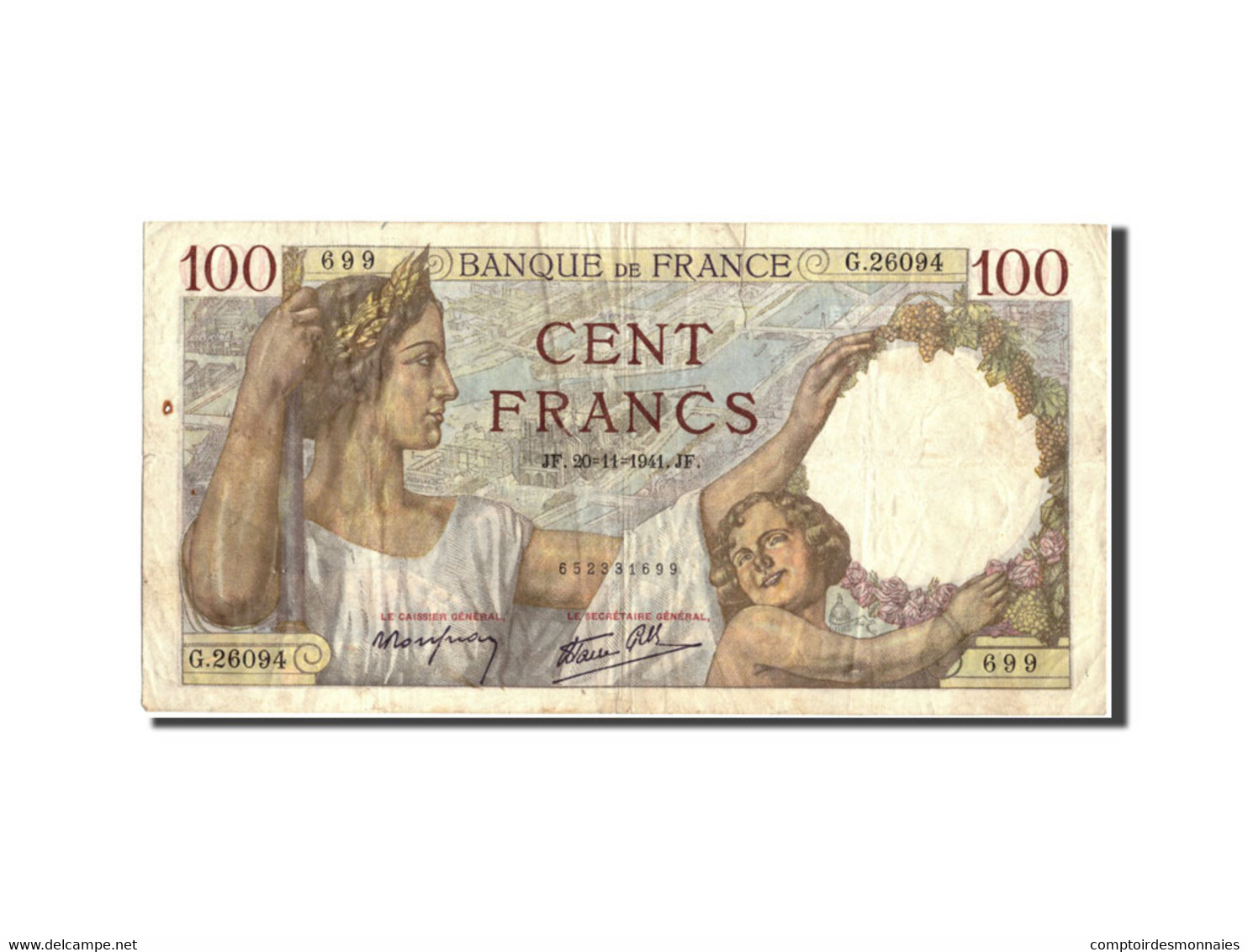 Billet, France, 100 Francs, 100 F 1939-1942 ''Sully'', 1941, 1941-11-20, TTB - 100 F 1939-1942 ''Sully''