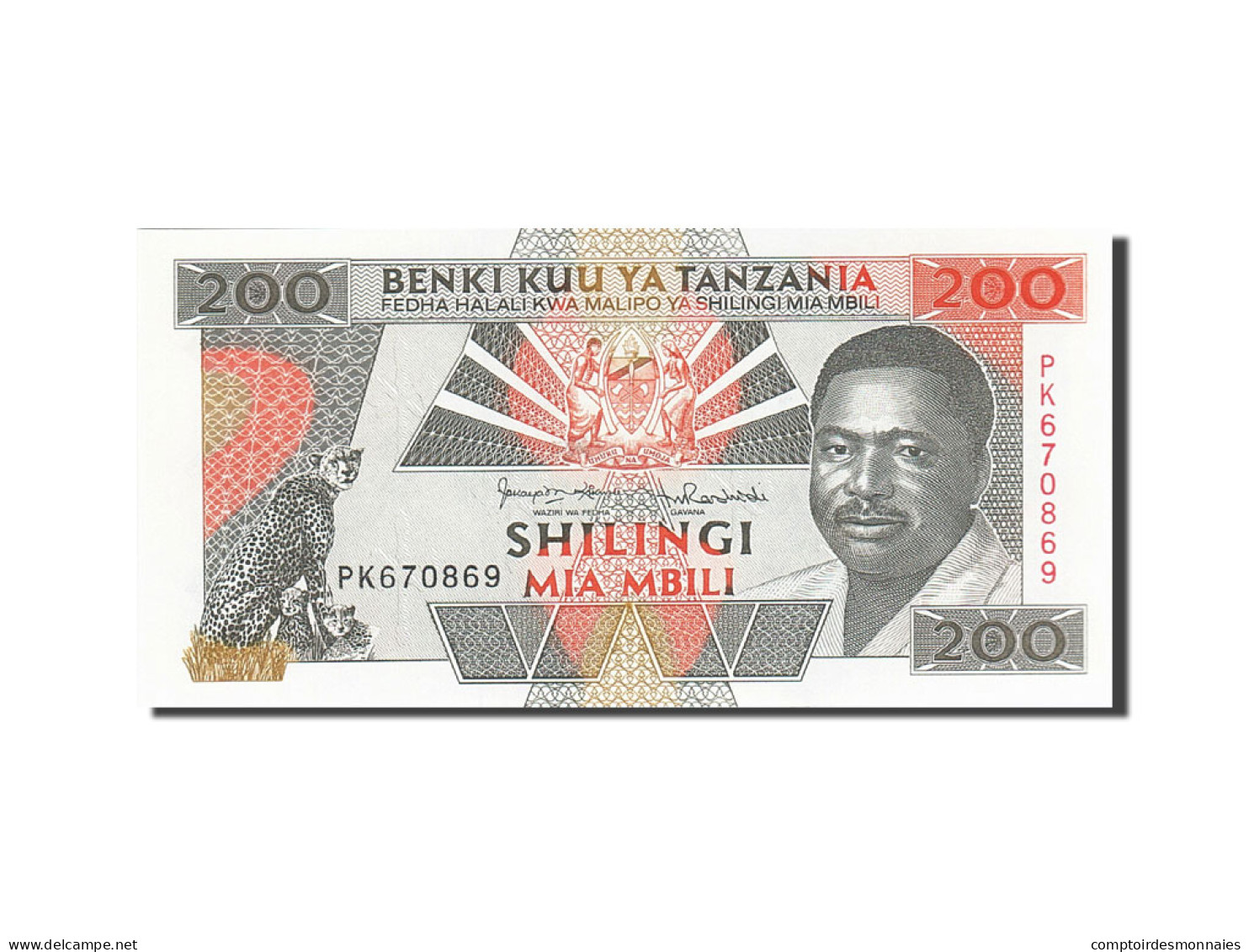 Billet, Tanzania, 200 Shilingi, 1993-1995, Undated (1993), KM:25b, NEUF - Tansania