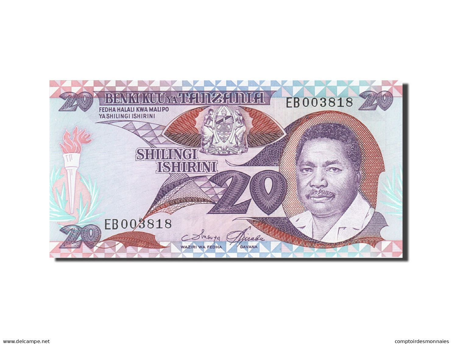 Billet, Tanzania, 20 Shilingi, 1986-1990, Undated (1987), KM:15, NEUF - Tansania