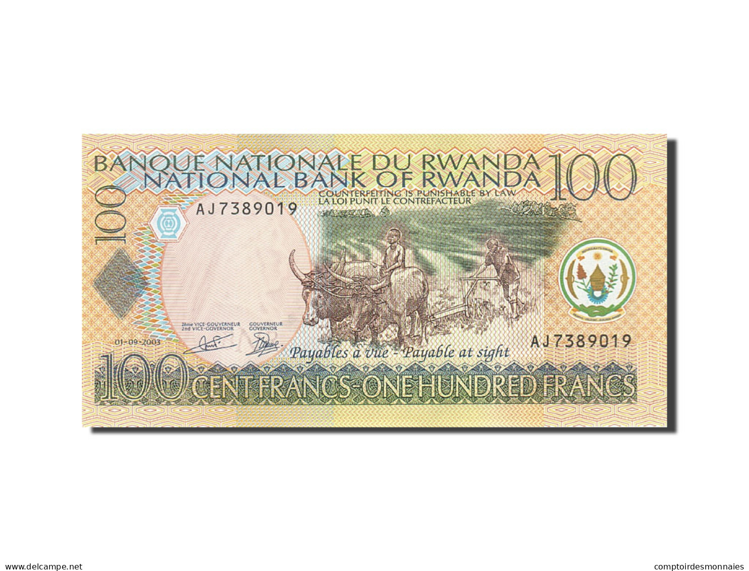 Billet, Rwanda, 100 Francs, 2003, 2003-09-01, KM:29b, SPL - Rwanda