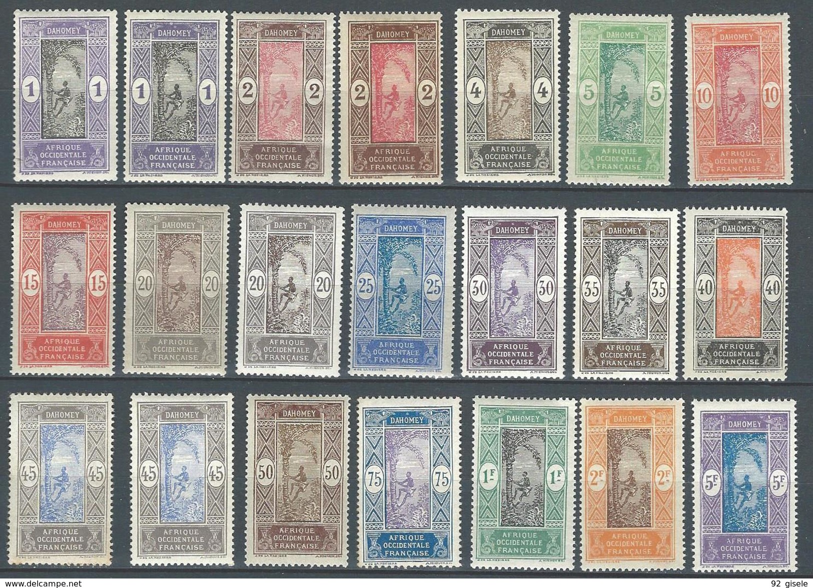 Dahomey YT 43 à 59 + Variétés " Série De 21 Tp " 1913-175 Neuf* - Ongebruikt