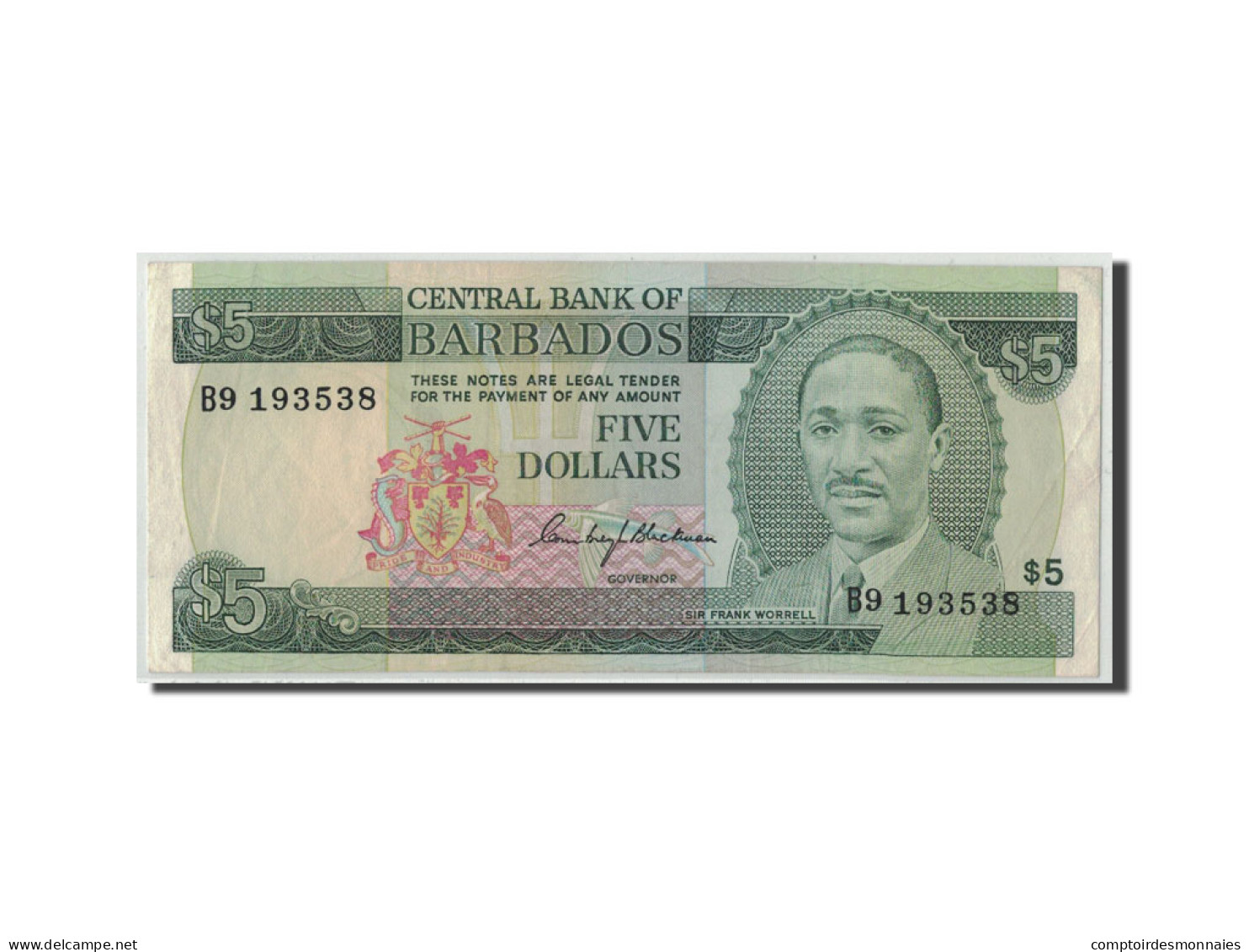 Billet, Barbados, 5 Dollars, Undated (1975), KM:32a, SUP - Barbados (Barbuda)