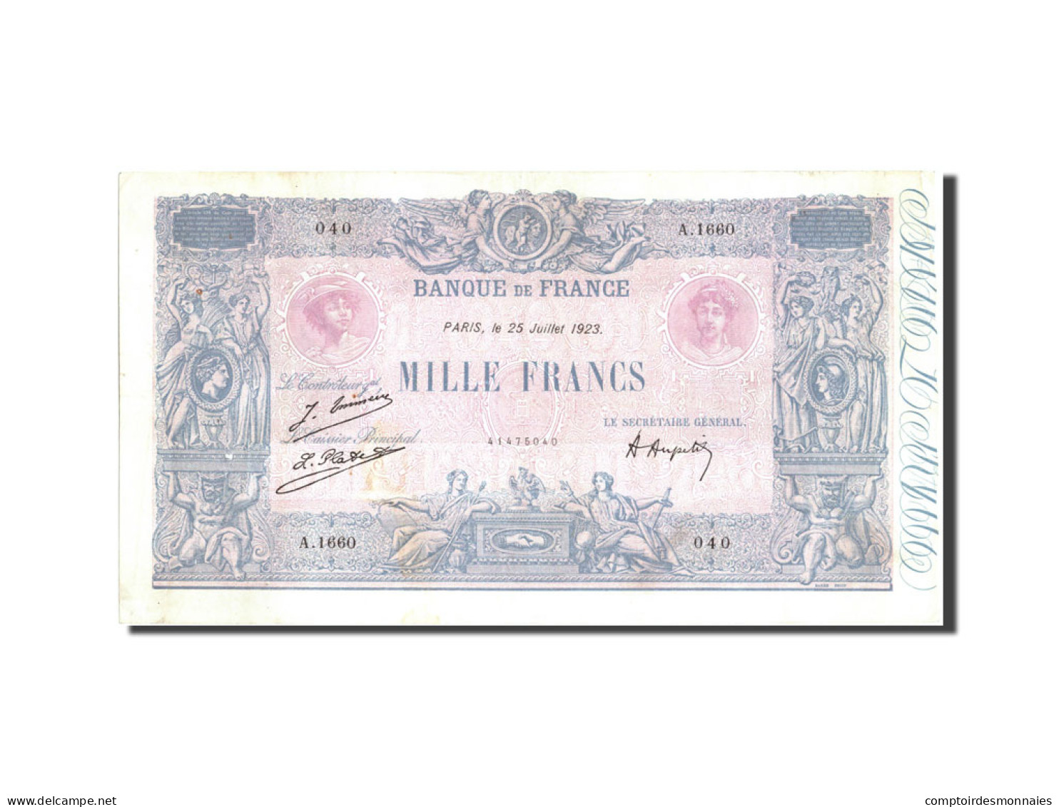 Billet, France, 1000 Francs, 1 000 F 1889-1926 ''Bleu Et Rose'', 1923 - 1 000 F 1889-1926 ''Bleu Et Rose''