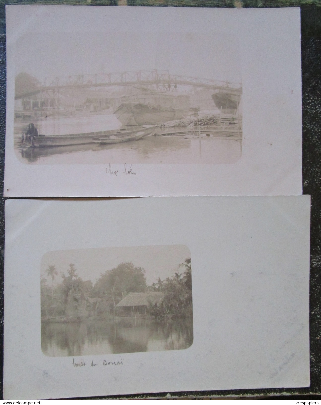 Indochine Lot 2 Cartes Photos Donai Cho Loc Photos Societe Lumiere Lyon - Vietnam