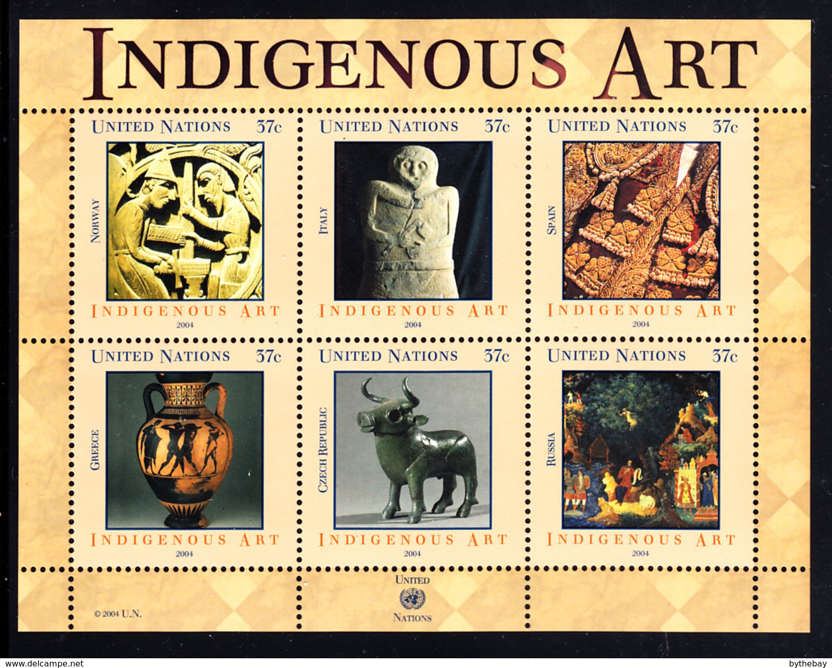 United Nations NY MNH 2004 Scott #862 Sheet Of 6 Indigenous Art - Ongebruikt