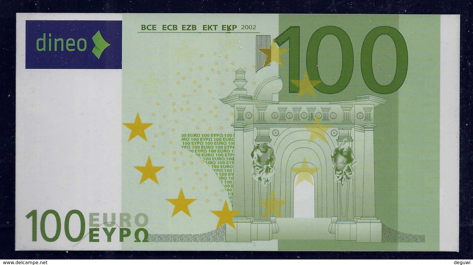 100 EURO "DINEO", Papier, 154 X 82 Mm, RRRRR, UNC, - 100 Euro