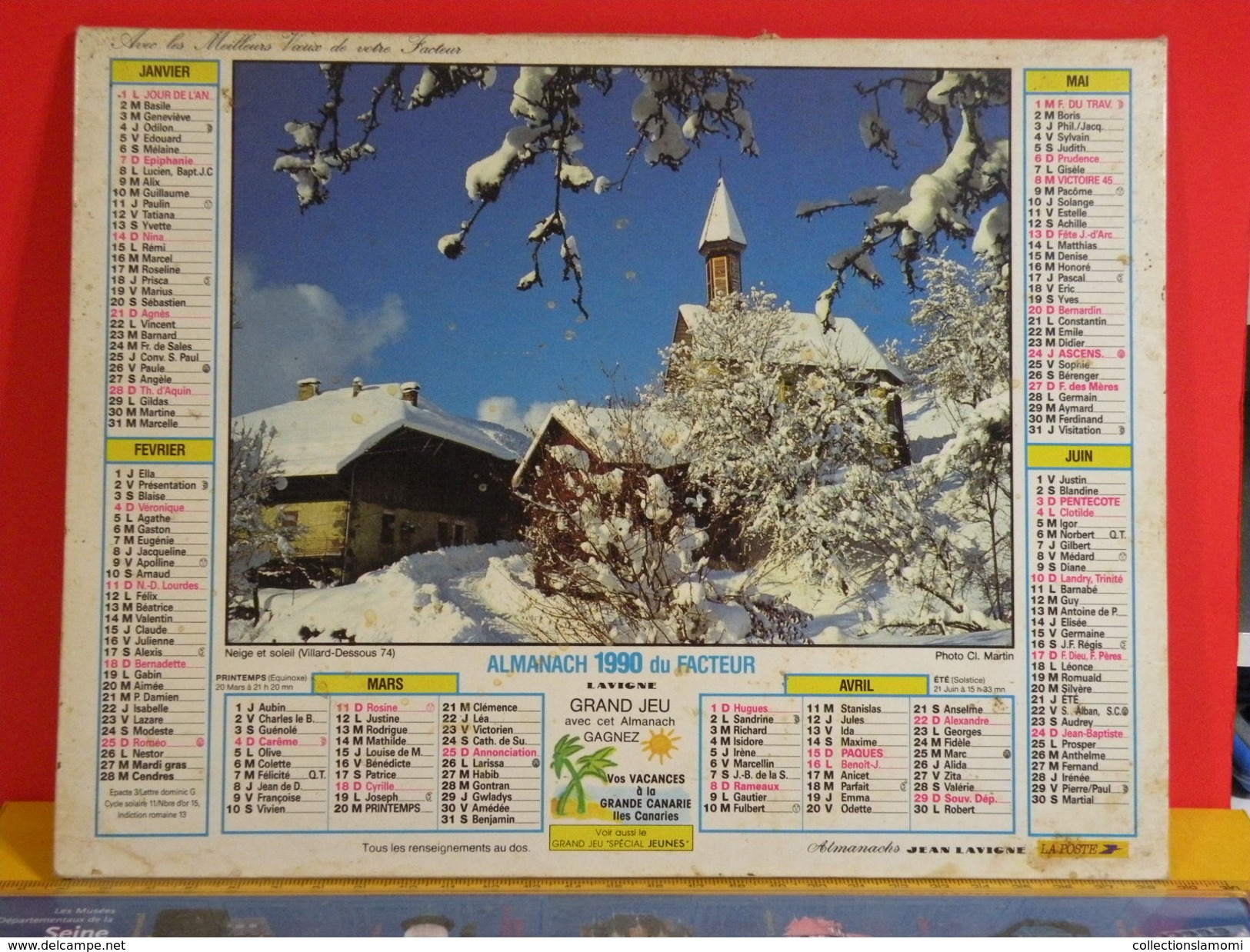 Calendrier > Villard Dessous 74 - L'été à Megève - Almanach Des P.T.T. 1990 Vendu En état - Grand Format : 1991-00