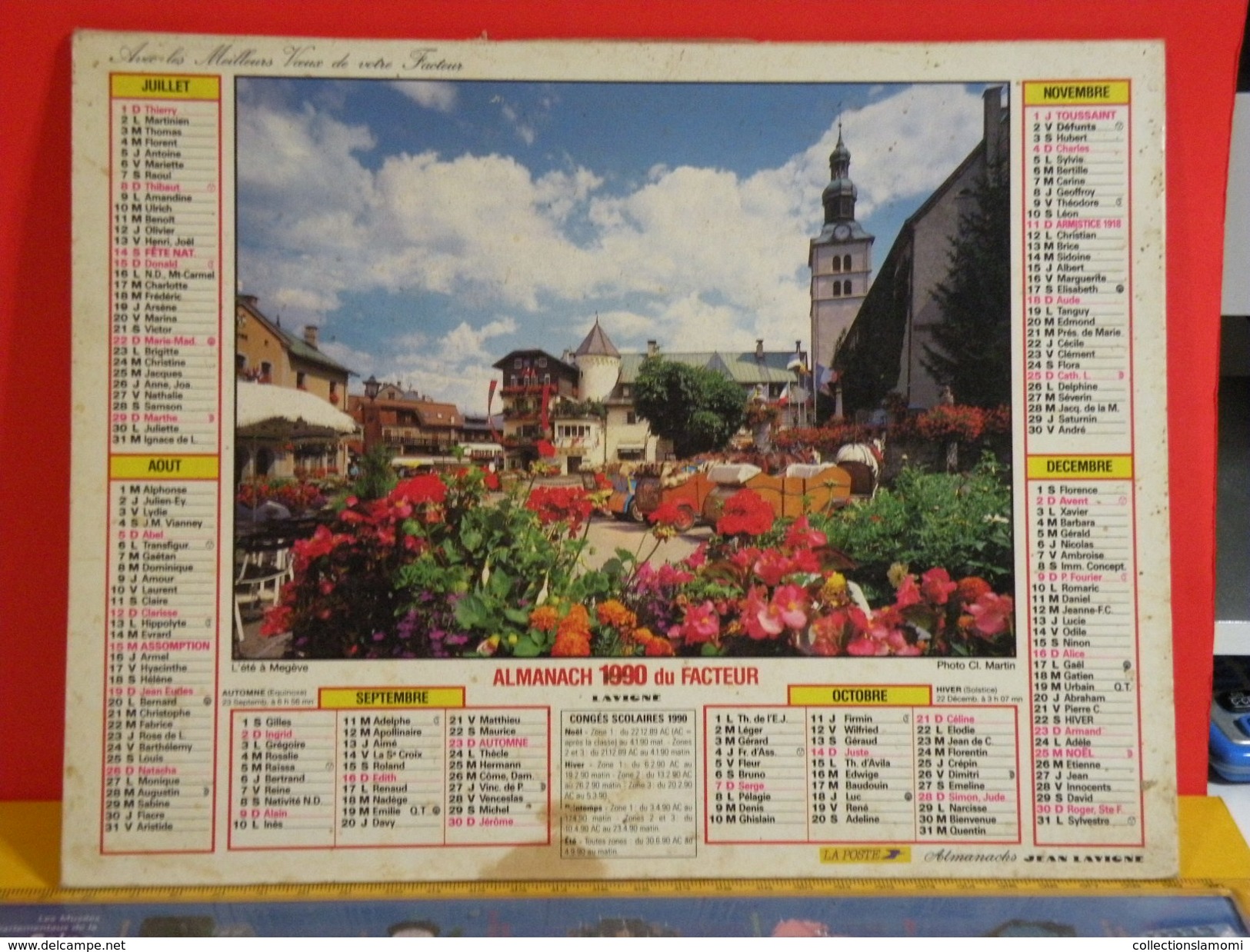 Calendrier > Villard Dessous 74 - L'été à Megève - Almanach Des P.T.T. 1990 Vendu En état - Grand Format : 1991-00