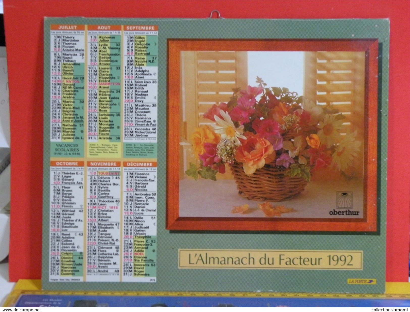 Calendrier > Les Bouquets De Fleurs - Almanach Des P.T.T. 1992 - Vendu En état - Big : 1991-00