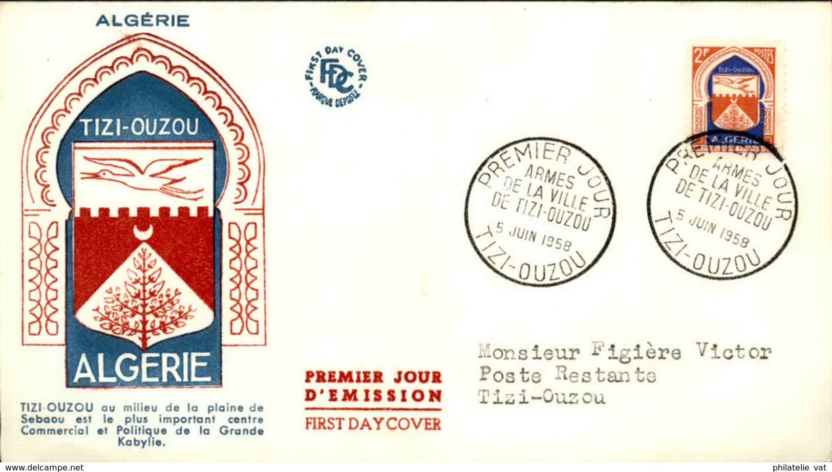 ALGERIE - Premier Jour Tizin Ouzou 1958 - P21241 - FDC