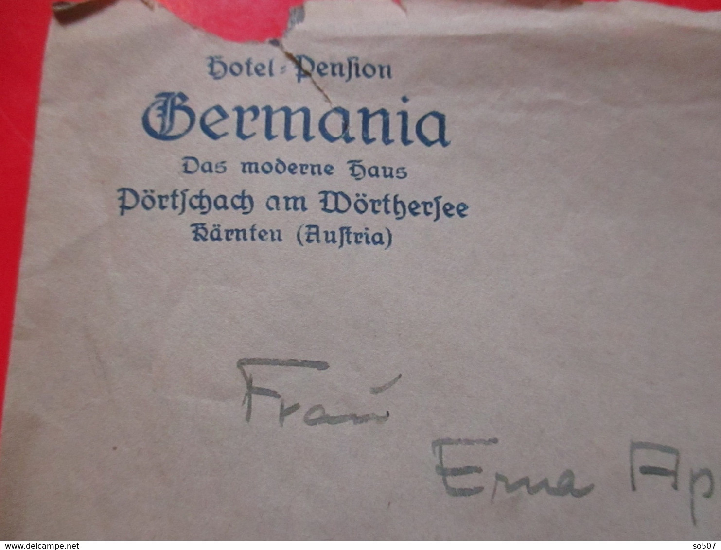 T10- Cover, Envelope, Letter - Hotel Pension Germania ,Karnten ,Osterreich, Austria 1936. Hotel Advertising - Briefe U. Dokumente