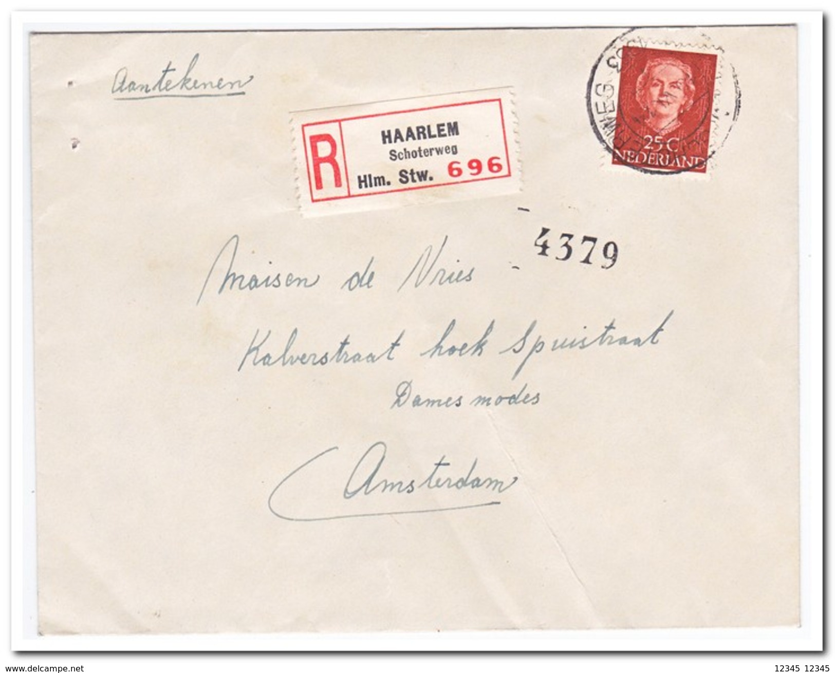 Aangetekende Brief 1953 Van Haarlem ( Schoterweg ) Naar Amsterdam - Storia Postale