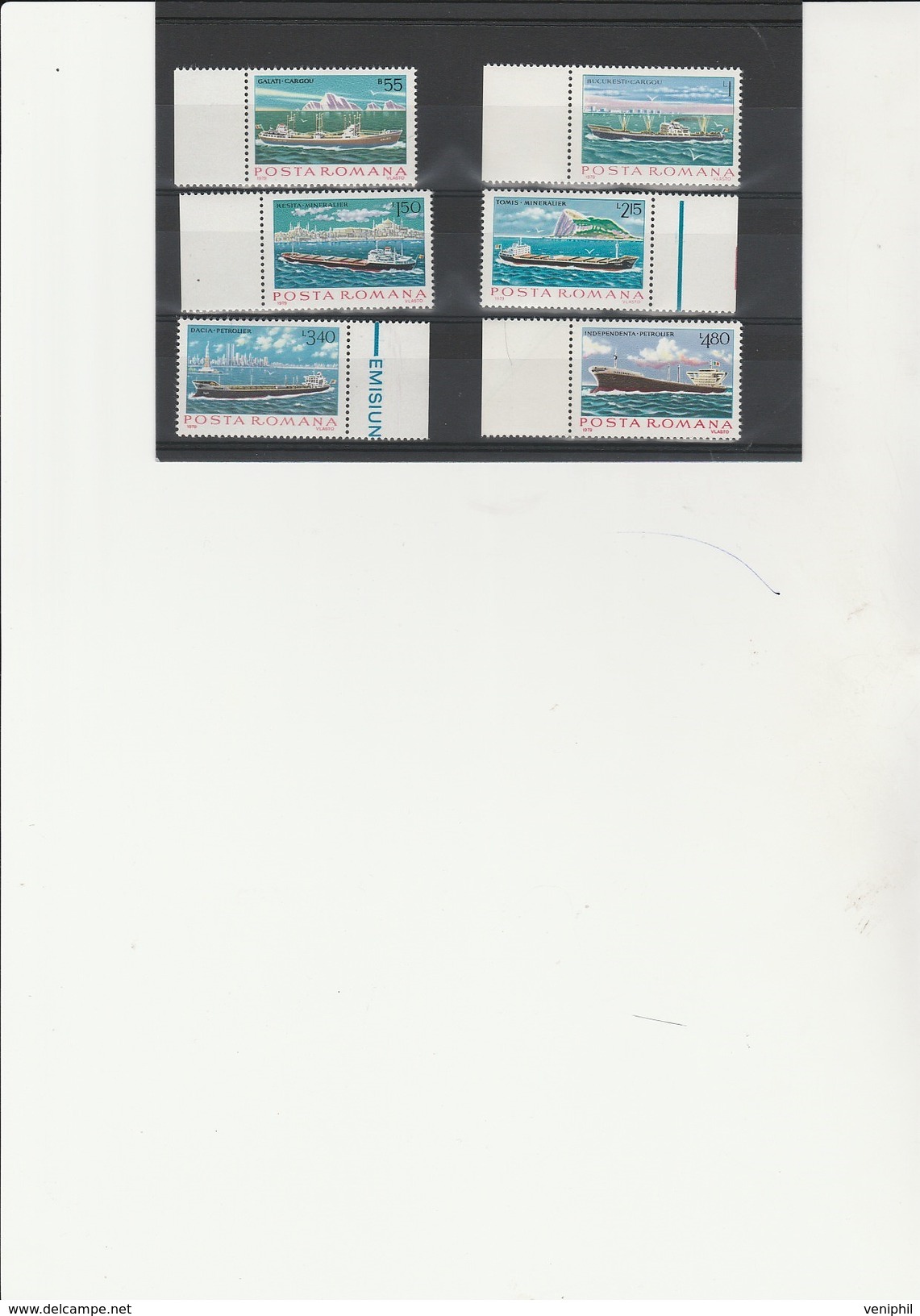 ROUMANIE  - TIMBRES N° 3191 A 3196 NEUF BORD DE FEUILLE -BATIMENT MARINE MARCHANDE - ANNEE 1979 - Nuovi