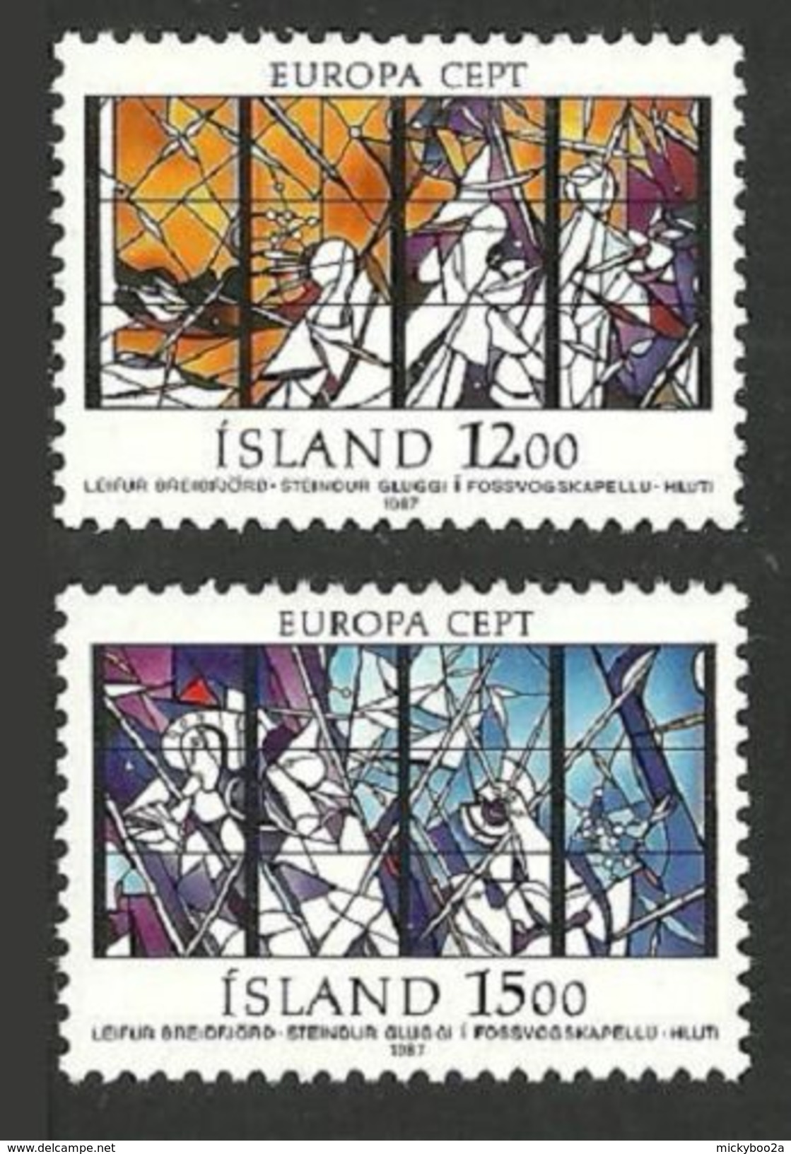 ICELAND 1987 EUROPA ART STAINED GLASS RELIGION SET MNH - Nuevos