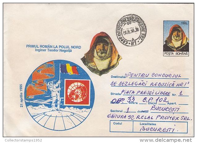 54864- TEODOR NEGOITA, FIRST ROMANIAN AT NORTH POLE, ARCTIC EXPEDITION, COVER STATIONERY, 1996, ROMANIA - Arctische Expedities