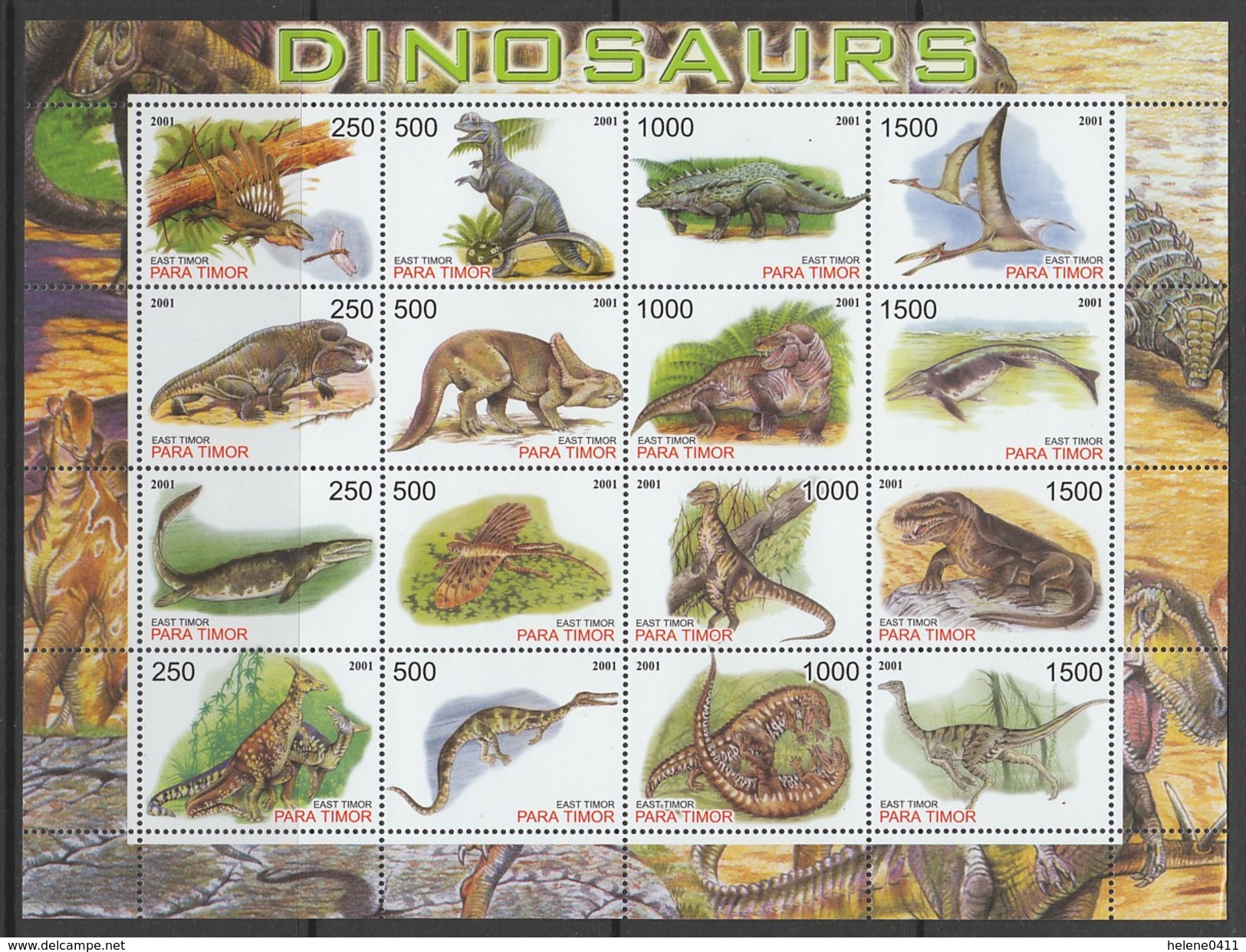 FEUILLET NEUF DU TIMOR ORIENTAL - DINOSAURES (H) - EMISSION LOCALE - Vor- U. Frühgeschichte