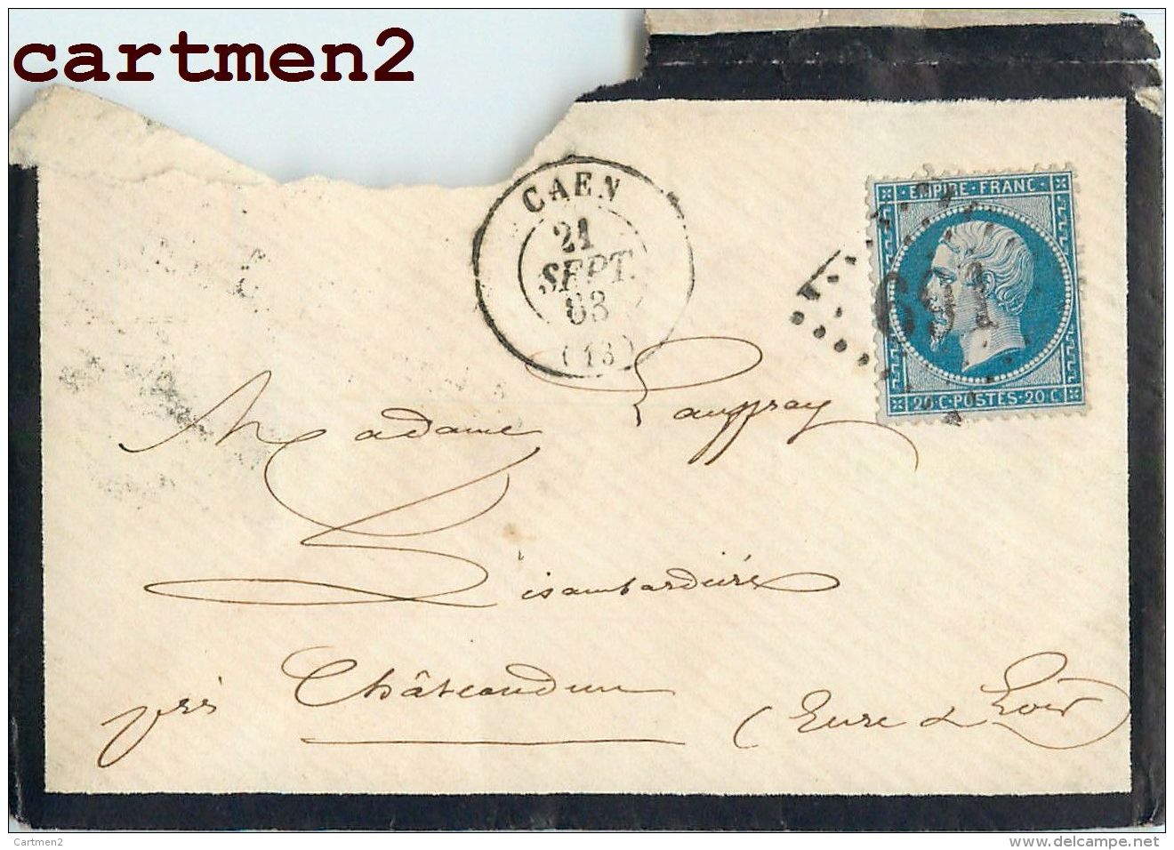 LOT DE 8 LETTRES 1866 TIMBRE NAPOLEON III CACHET VARIETE PIQUAGE LOSANGE ENVOI CAEN NOTAIRE LISAMBARDIERE - 1862 Napoléon III