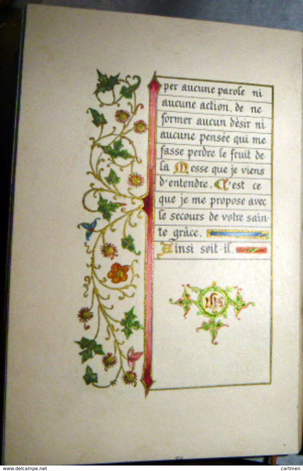 MISSEL ENLUMINE LIVRE D'HEURES XIX° SIECLE  ENTIEREMENT PEINT ET REHAUSSE A L'OR  ONZE SCAN