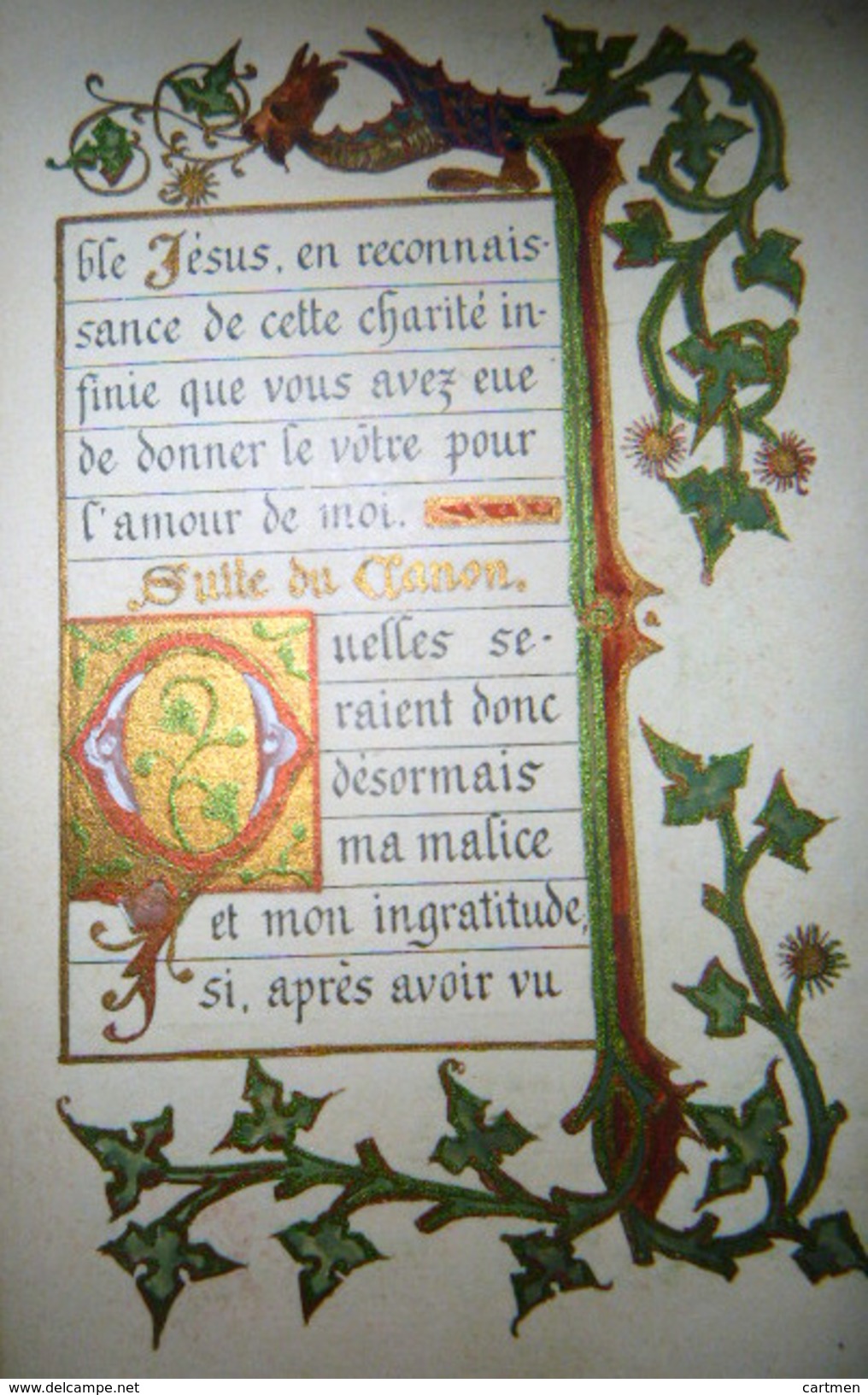 MISSEL ENLUMINE LIVRE D'HEURES XIX° SIECLE  ENTIEREMENT PEINT ET REHAUSSE A L'OR  ONZE SCAN