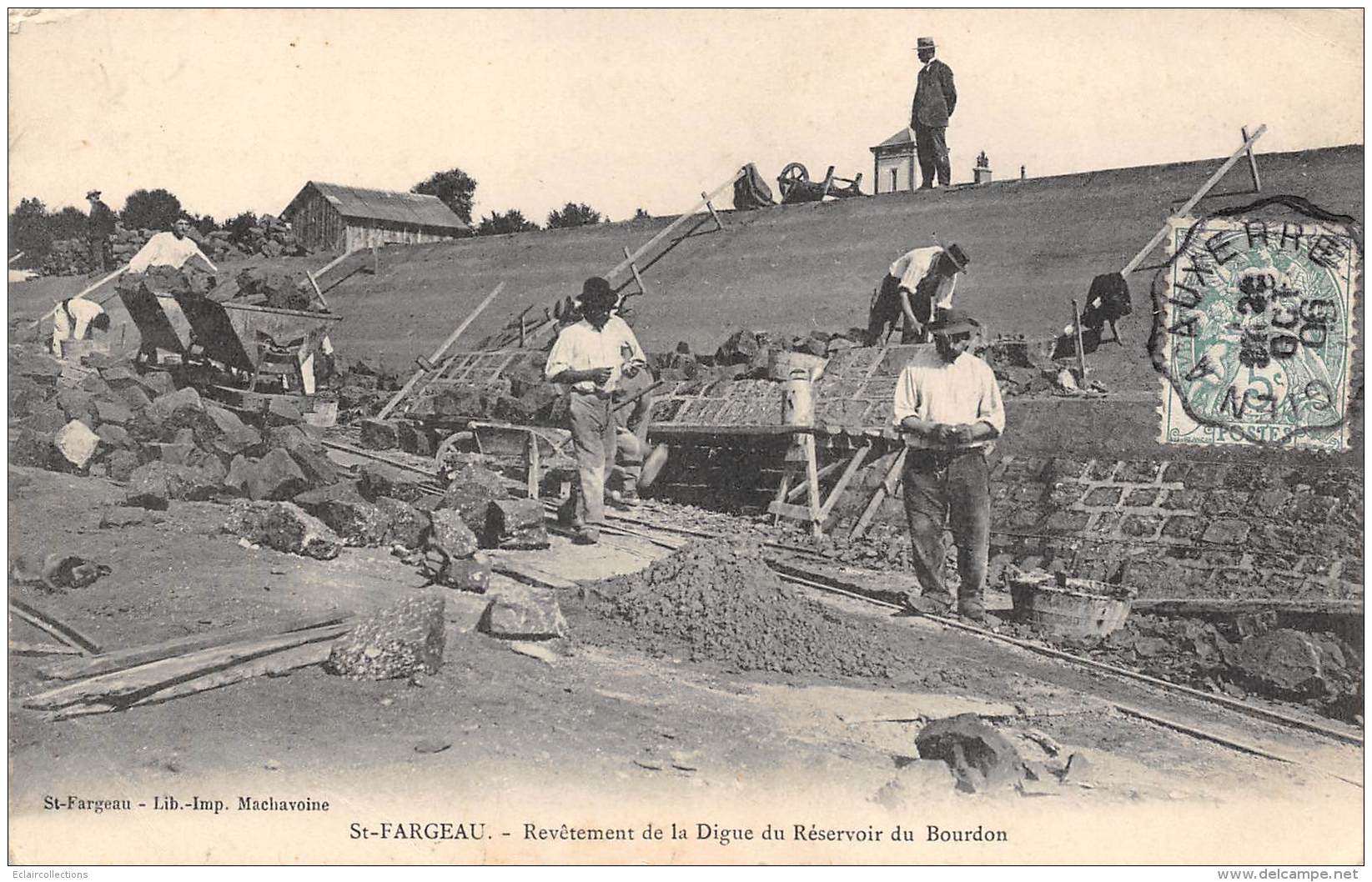 Saint Fargeau     89         Réservoir Du Bourdon.  Revêtement De La Digue    (voir Sacn) - Saint Fargeau