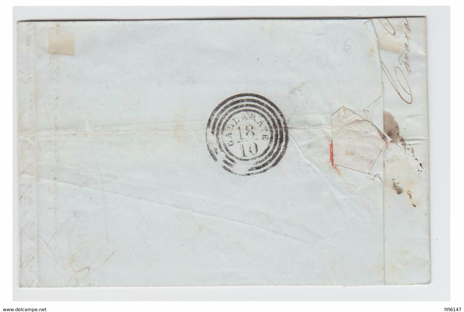 ITALIE -- LOMBARDO-VENETIE --1851-- LETTRE DE ROVIGO POUR GALLERATE-- VARIETE CADRE INTERROMPU SOUS LA VALEUR - Lombardo-Vénétie