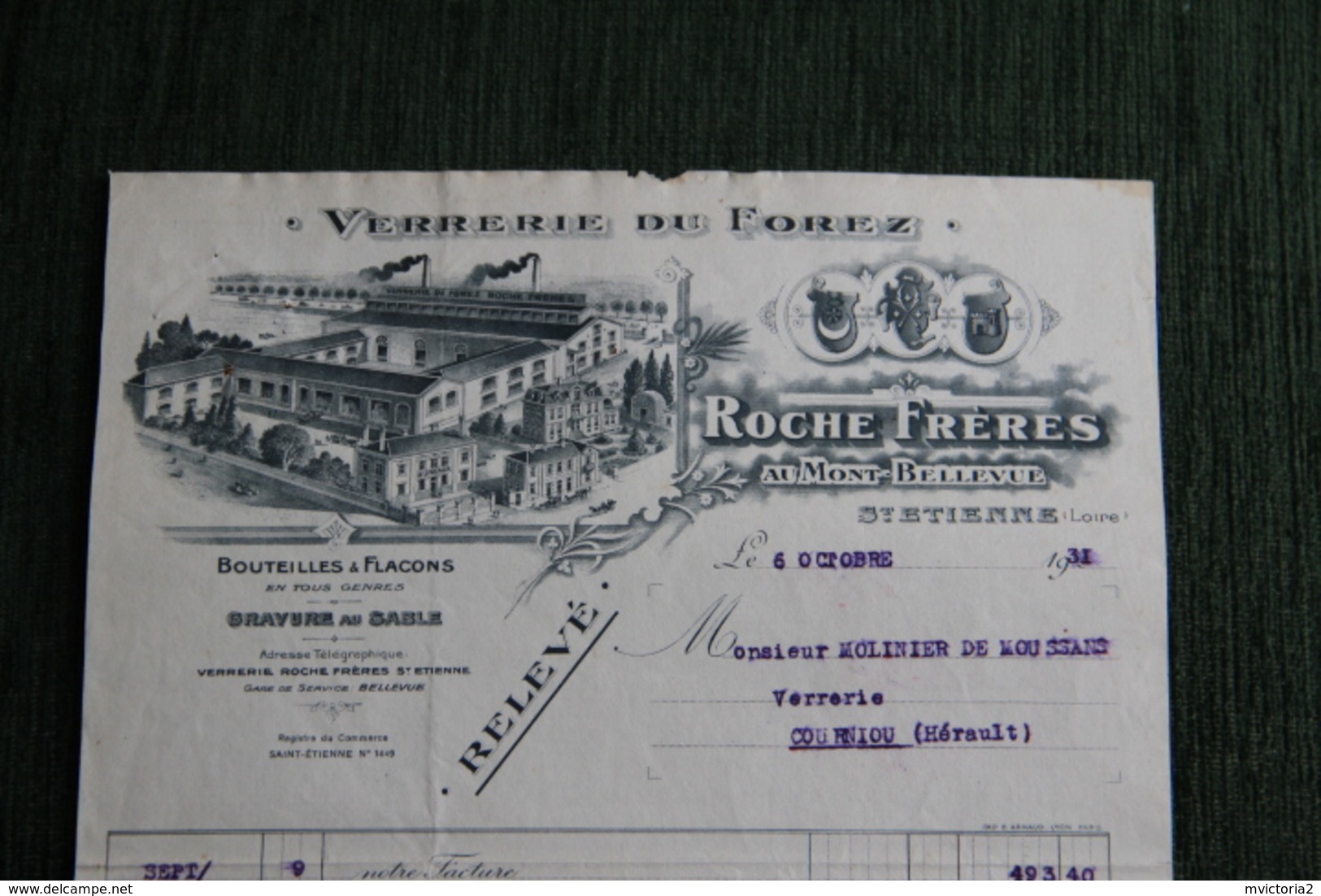 Facture Ancienne - ST ETIENNE - Verrerie Du FOREZ, ROCHE Et Frères. - 1900 – 1949