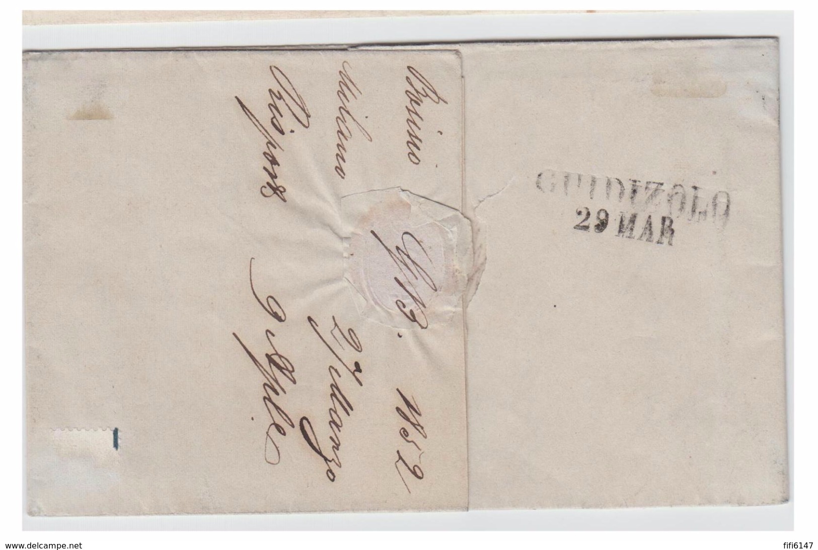 ITALIE -- LOMBARDO-VENETIE --1852-- LETTRE DE MILAN POUR GUIDIRZOLO- - Lombardo-Vénétie