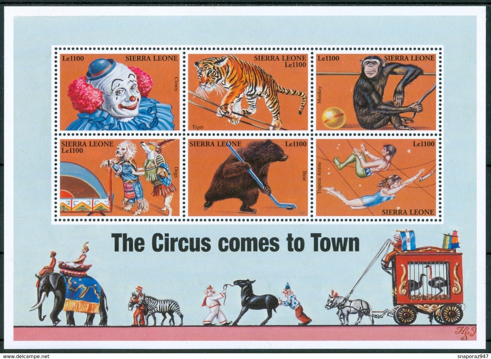 2000 Sierra Leone Circo Circus Cirque Tigri Tigers Set + Block MNH** RR45 - Circus