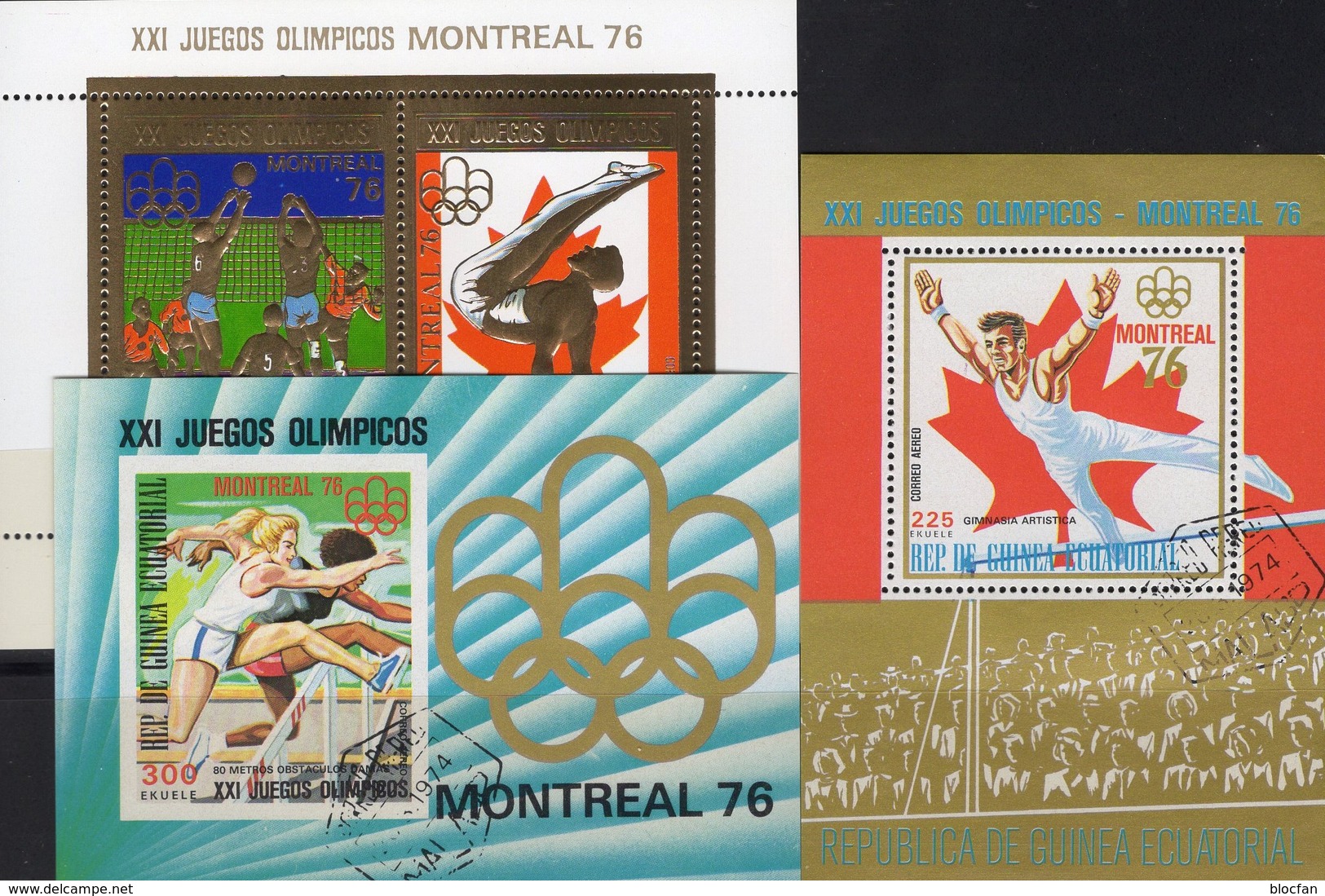 Olympiade Montreal 1976 Äquatori.Guinea Bl.223/4+227 O 12&euro; Hürden-Lauf Turnen Volleyball Gold Sheets Ecuator.Africa - Guinée Equatoriale