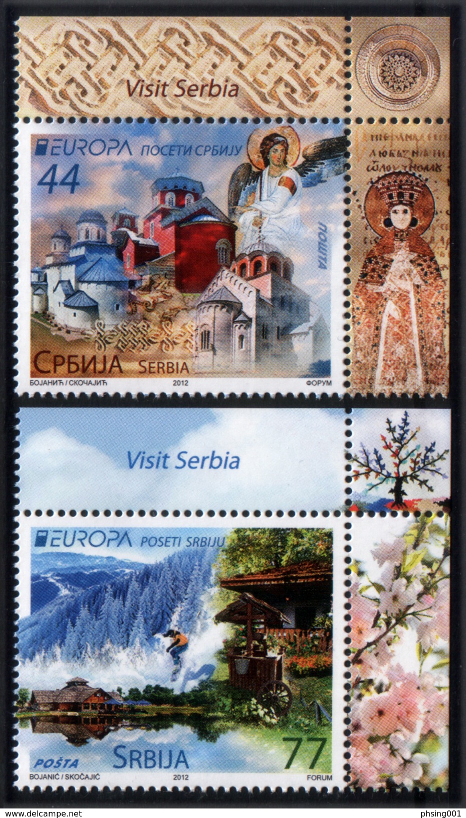 Serbia 2012 Europa CEPT, Visit, Besuche, Monastery, Frescos, Nature, Mountains, Skiing, Set MNH - 2012