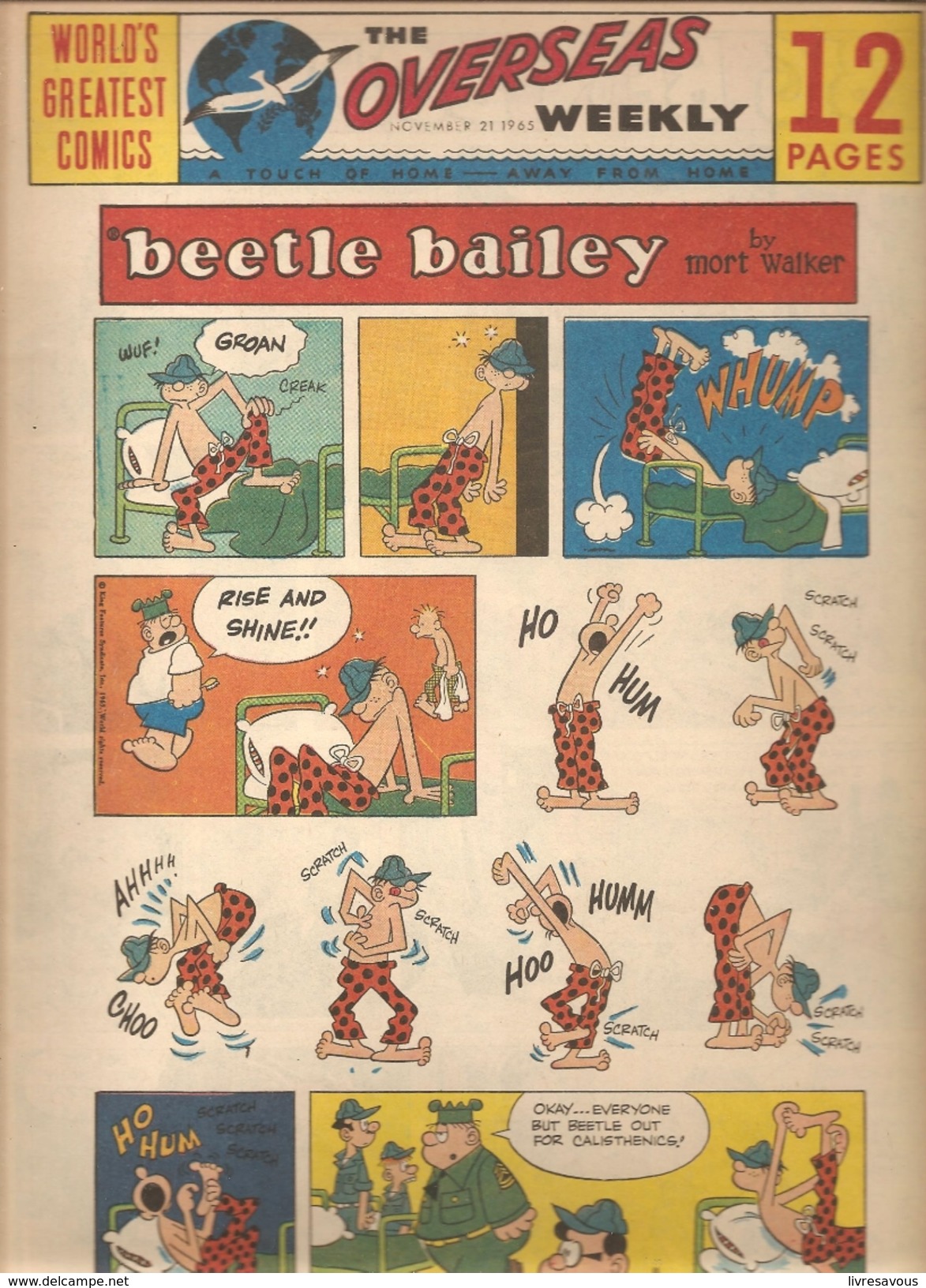 WORLD'S GREATEST COMICS THE OVERSEAS WEEKLY Du 21/11/1965 Beetle Bailey By Mort Walker - Autres & Non Classés