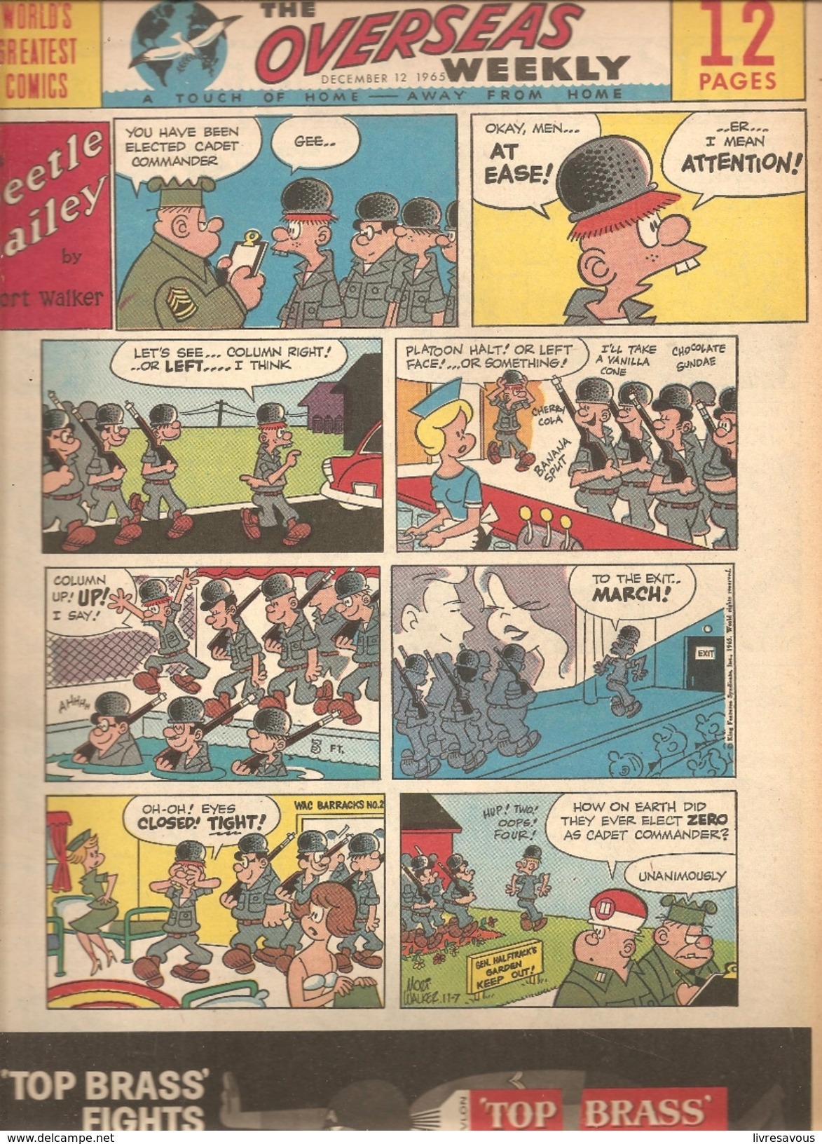 WORLD'S GREATEST COMICS THE OVERSEAS WEEKLY Du 12/12/1965 Beetle Bailey By Mort Walker - Autres & Non Classés