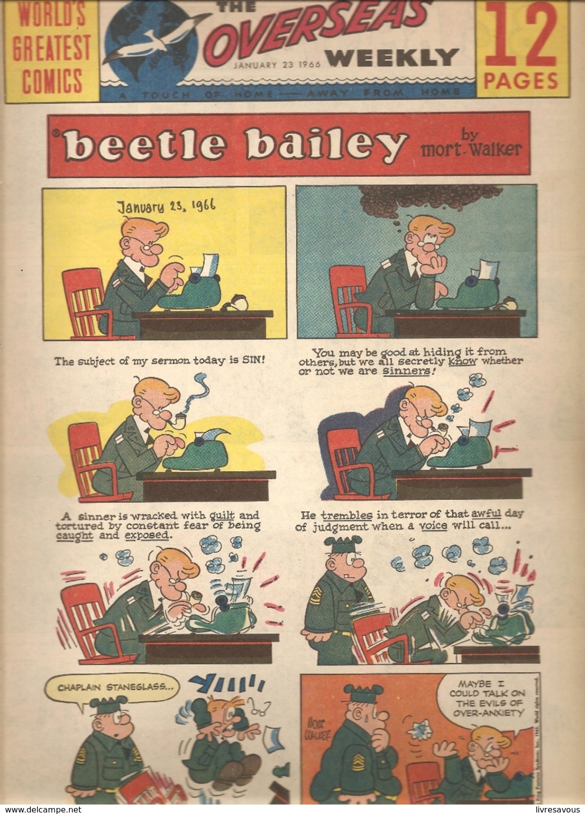 WORLD'S GREATEST COMICS THE OVERSEAS WEEKLY Du 23/01/1966 Beetle Bailey By Mort Walker - Autres & Non Classés