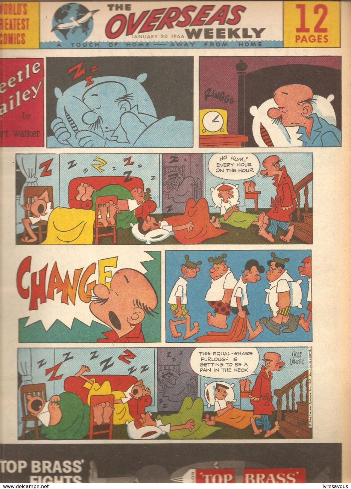 WORLD'S GREATEST COMICS THE OVERSEAS WEEKLY Du 30/01/1966 Beetle Bailey By Mort Walker - Autres & Non Classés