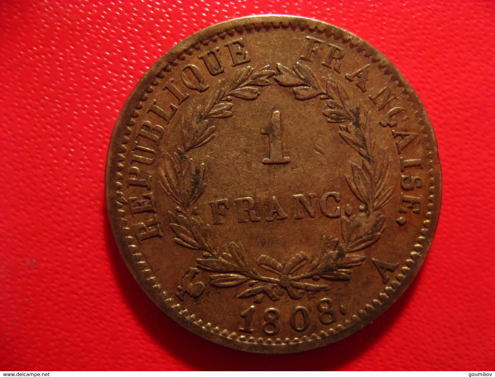 France - 1 Franc 1808 A Paris Napoléon Ier - Superbe Patine Dorée 0193 - 1 Franc