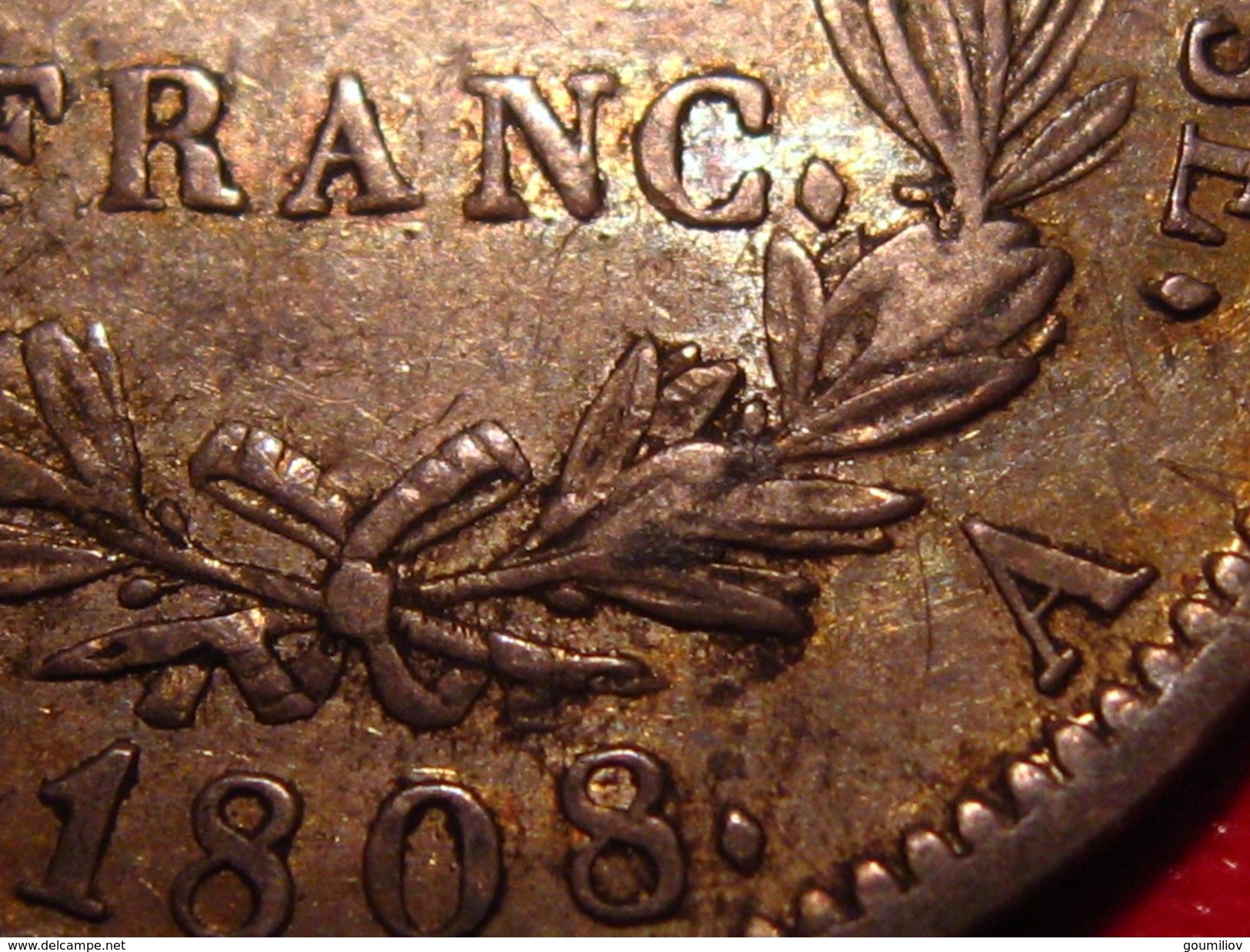 France - 1 franc 1808 A Paris Napoléon Ier - Superbe patine dorée 0193