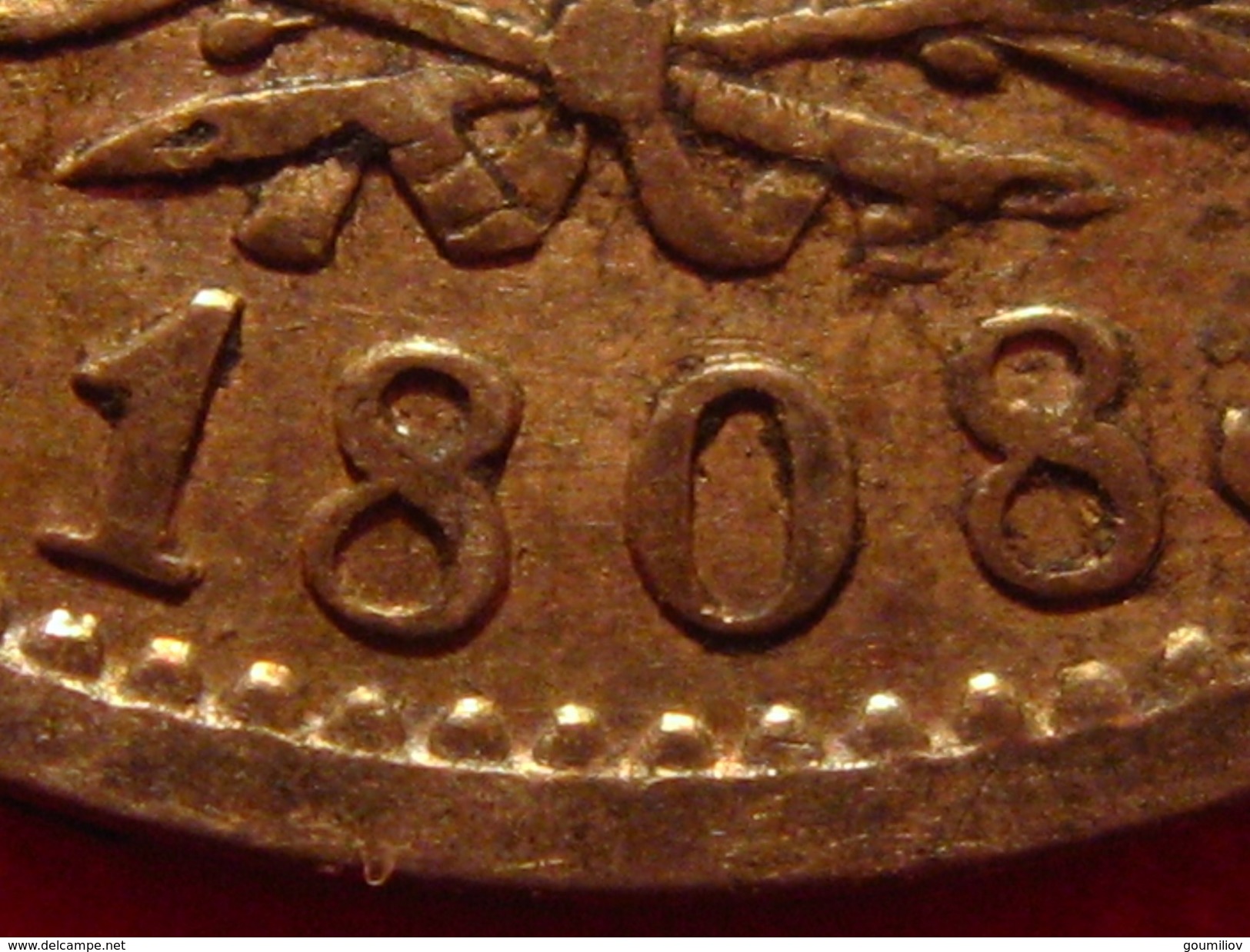 France - 1 franc 1808 A Paris Napoléon Ier - Superbe patine dorée 0193