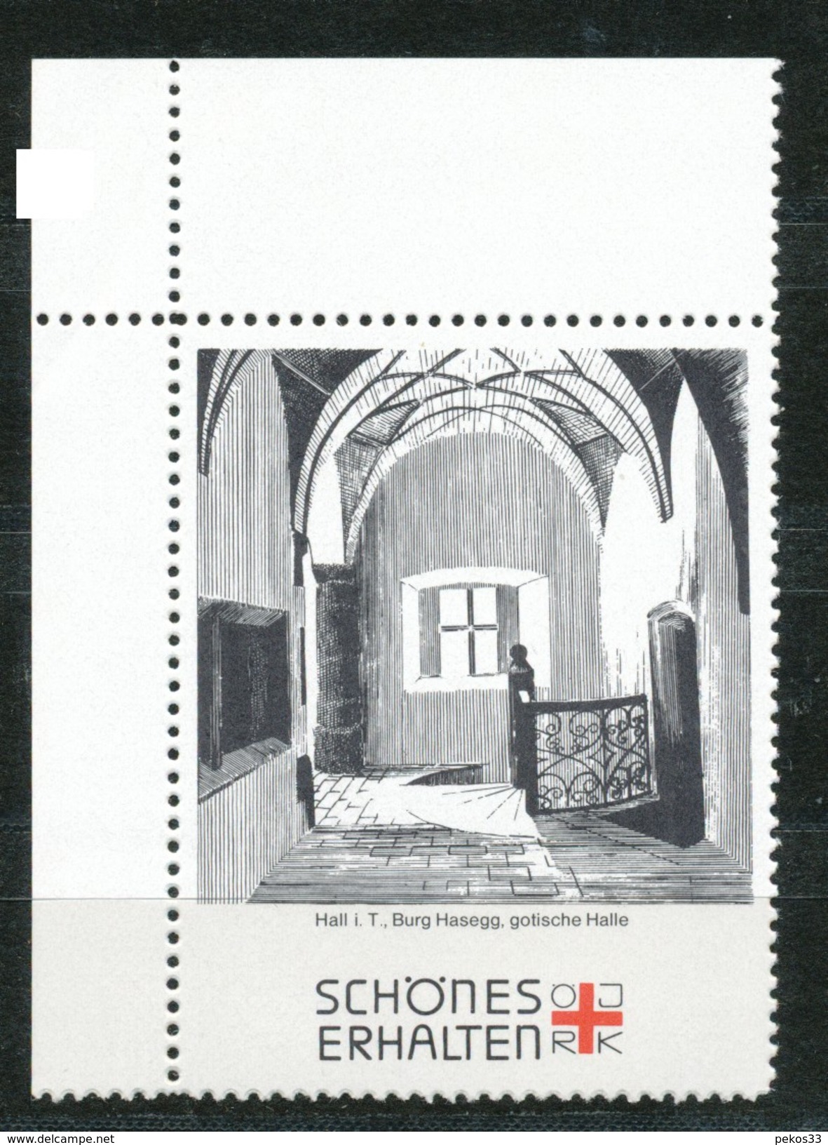 Österreich - Vignette .    Hall I. T., Burg Hasegg, Gotische Halle - Vignetten (Erinnophilie)